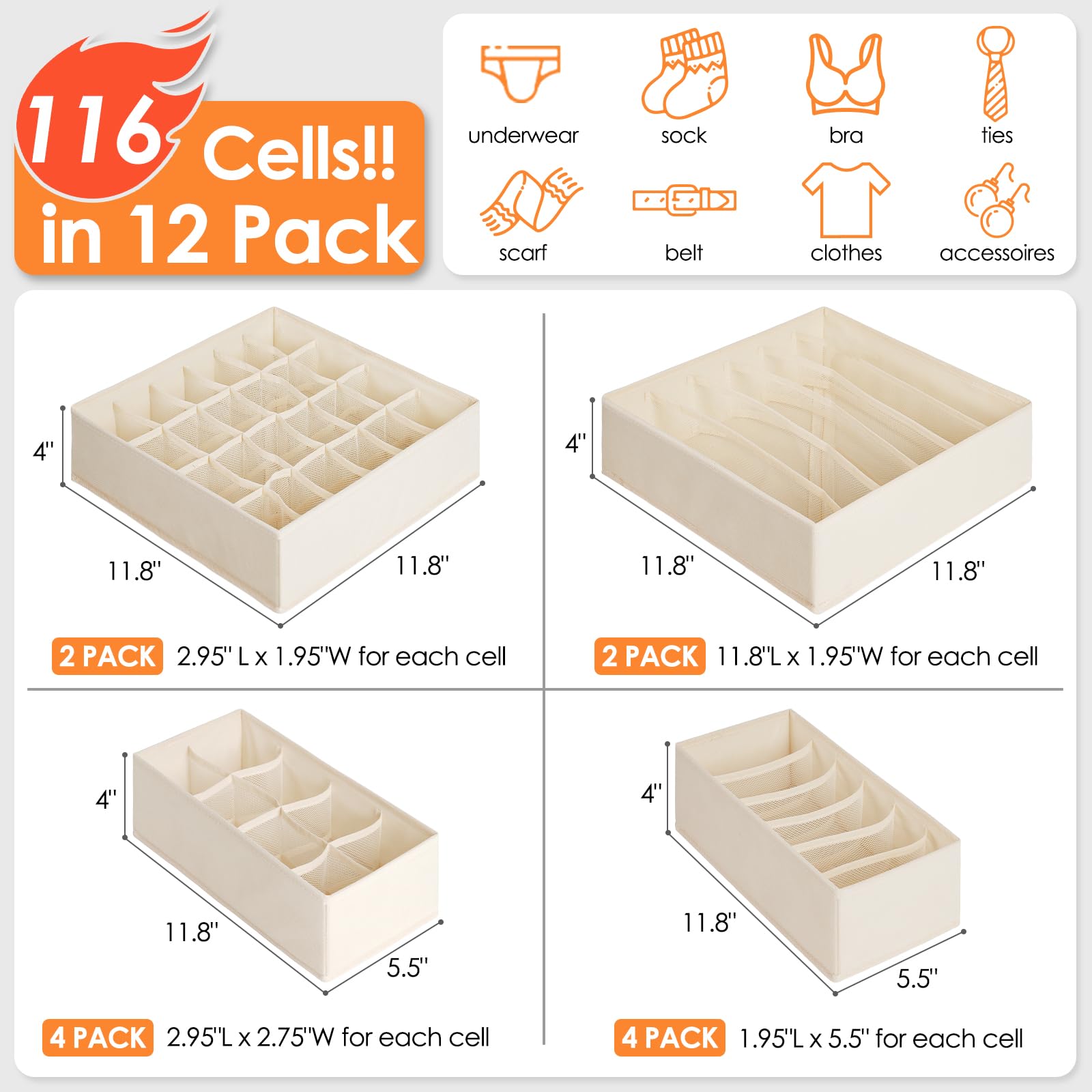 12 Pack Baby Clothes Organizer for Nursery (12 Count)