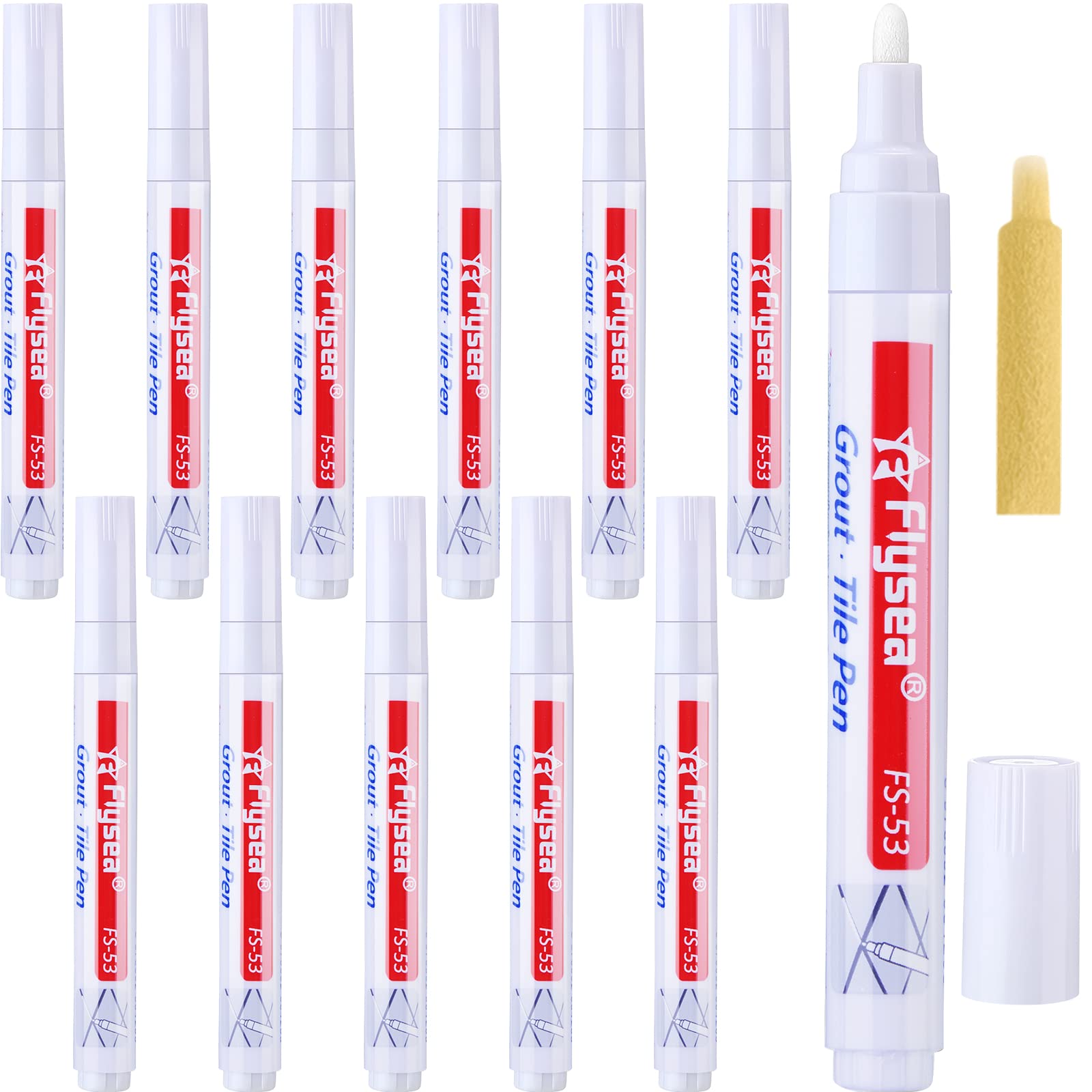 12 Pieces Grout Tile Pen Grout Restorer Pen Renew Repair Marker for Tile Wall Floor (12 Count)