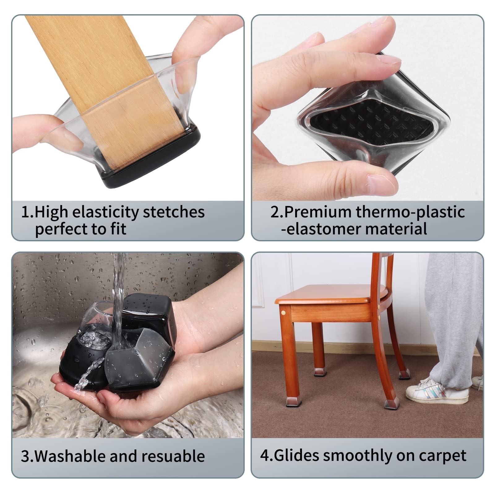 Chair Leg Sliders for Carpet (8 Count)