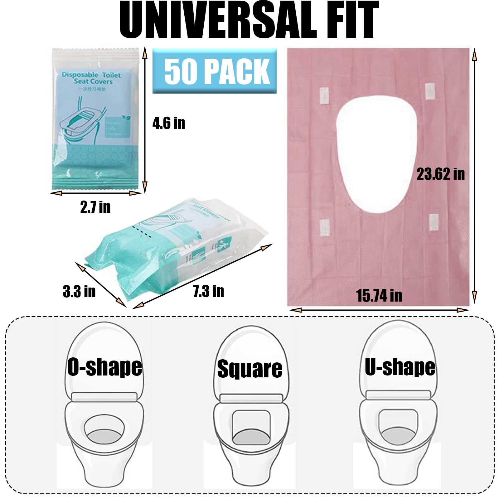 Toilet Seat Covers Disposable 16x24 In Portable Toilet Liners (50 Count)