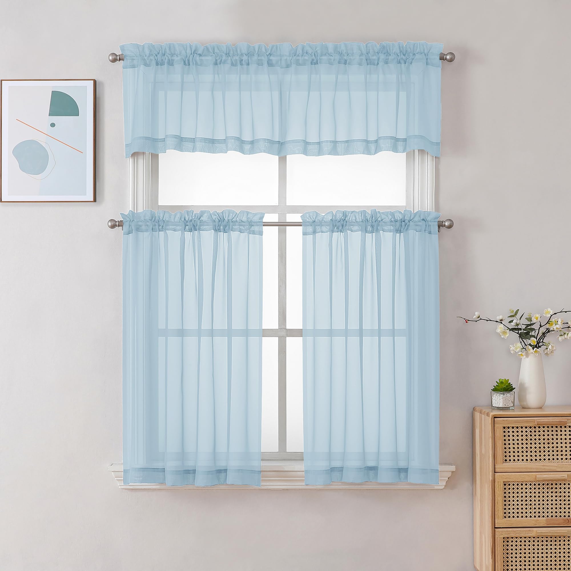 Sky Blue Sheer Valances for Windows (2 Count)