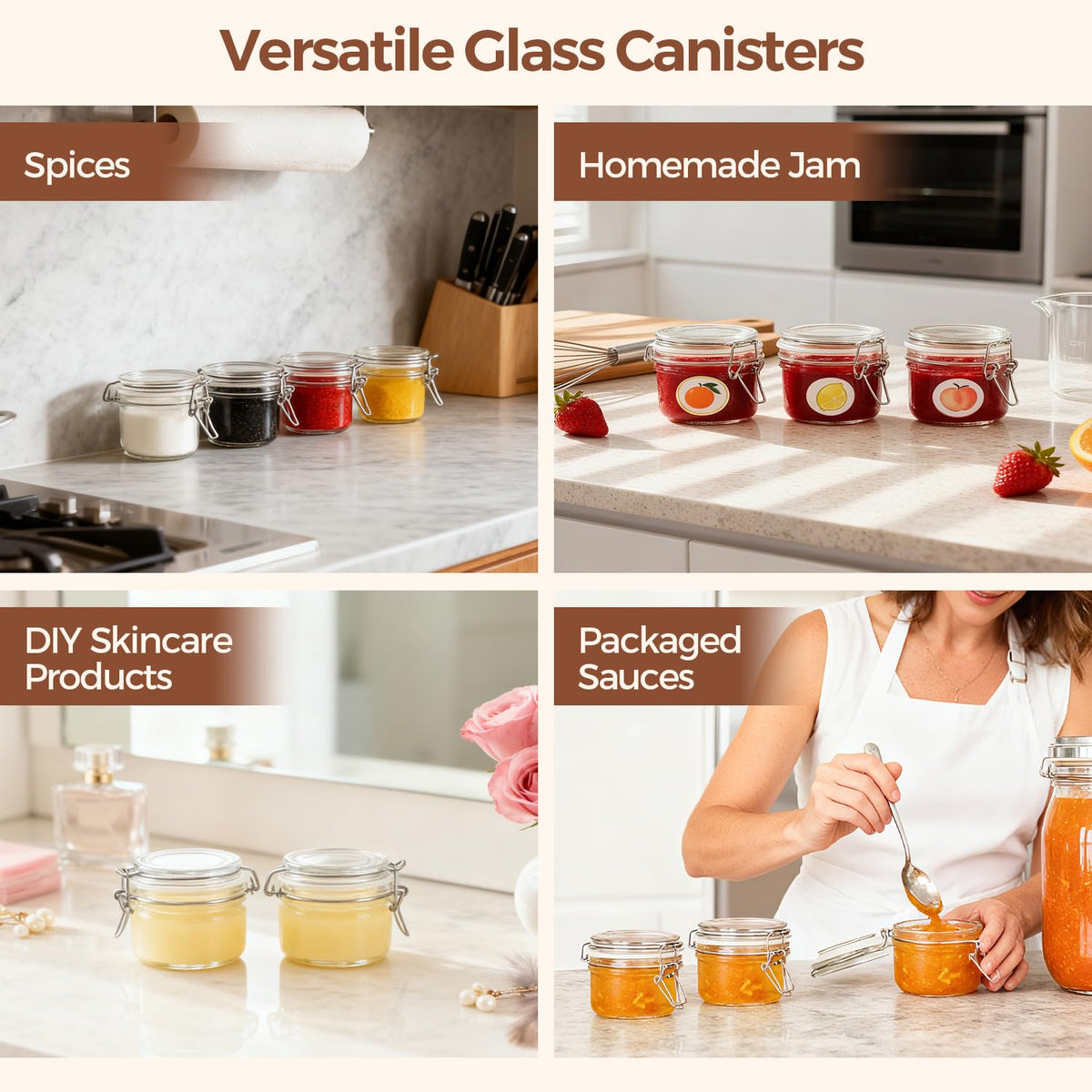 Small Mason Glass Jars with Airtight Lids 4 oz 6 Pack Pantry (6 Count)