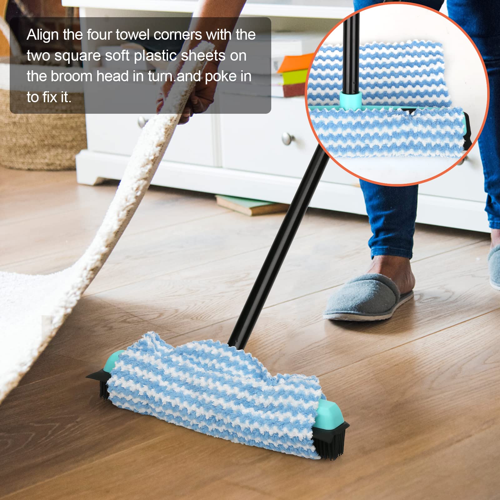 Rubber Broom Carpet Rake for Pet Hair Removal