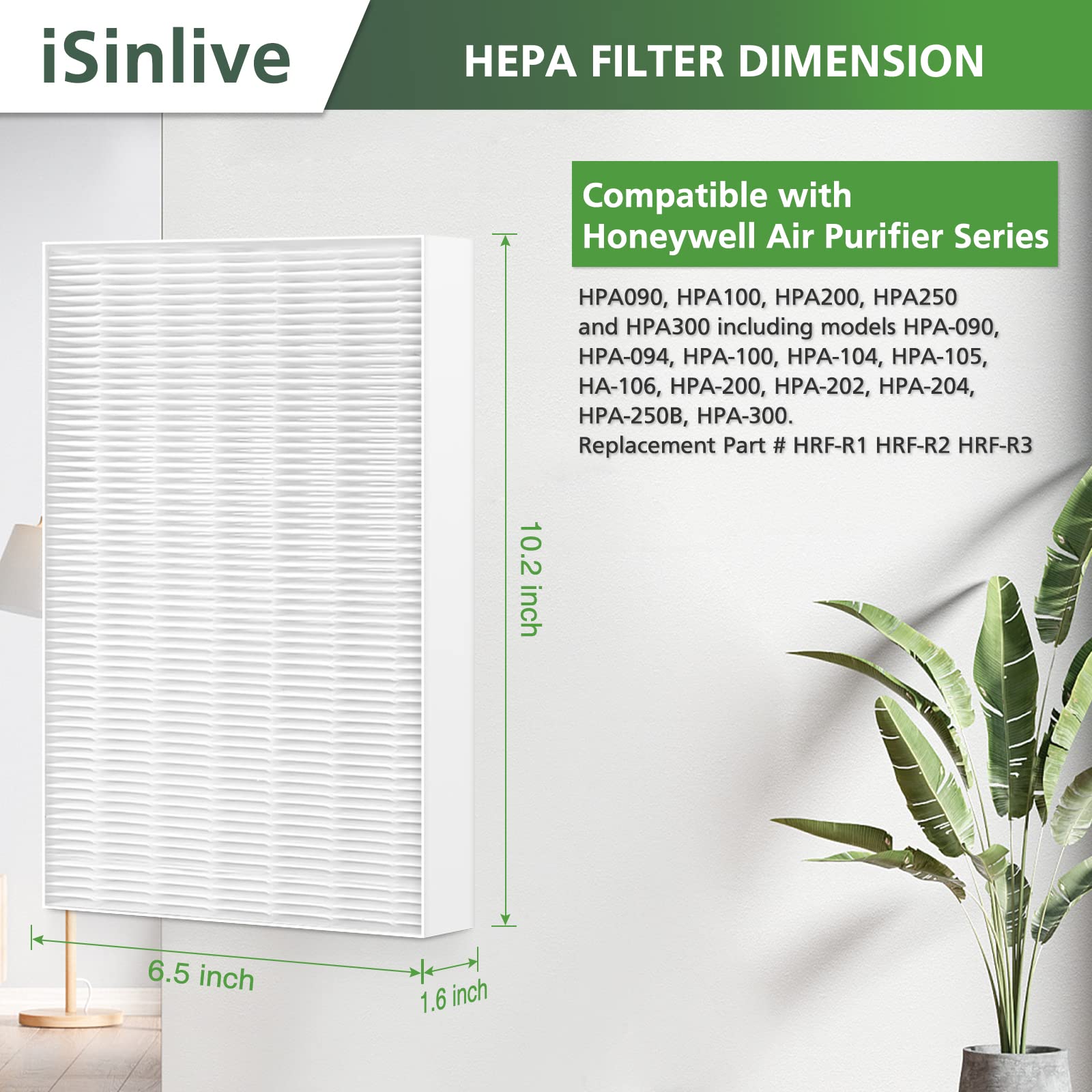 Replacement Filter R for Honeywell Air Purifier HPA300 HPA200 HPA100 5000 (6 Count)