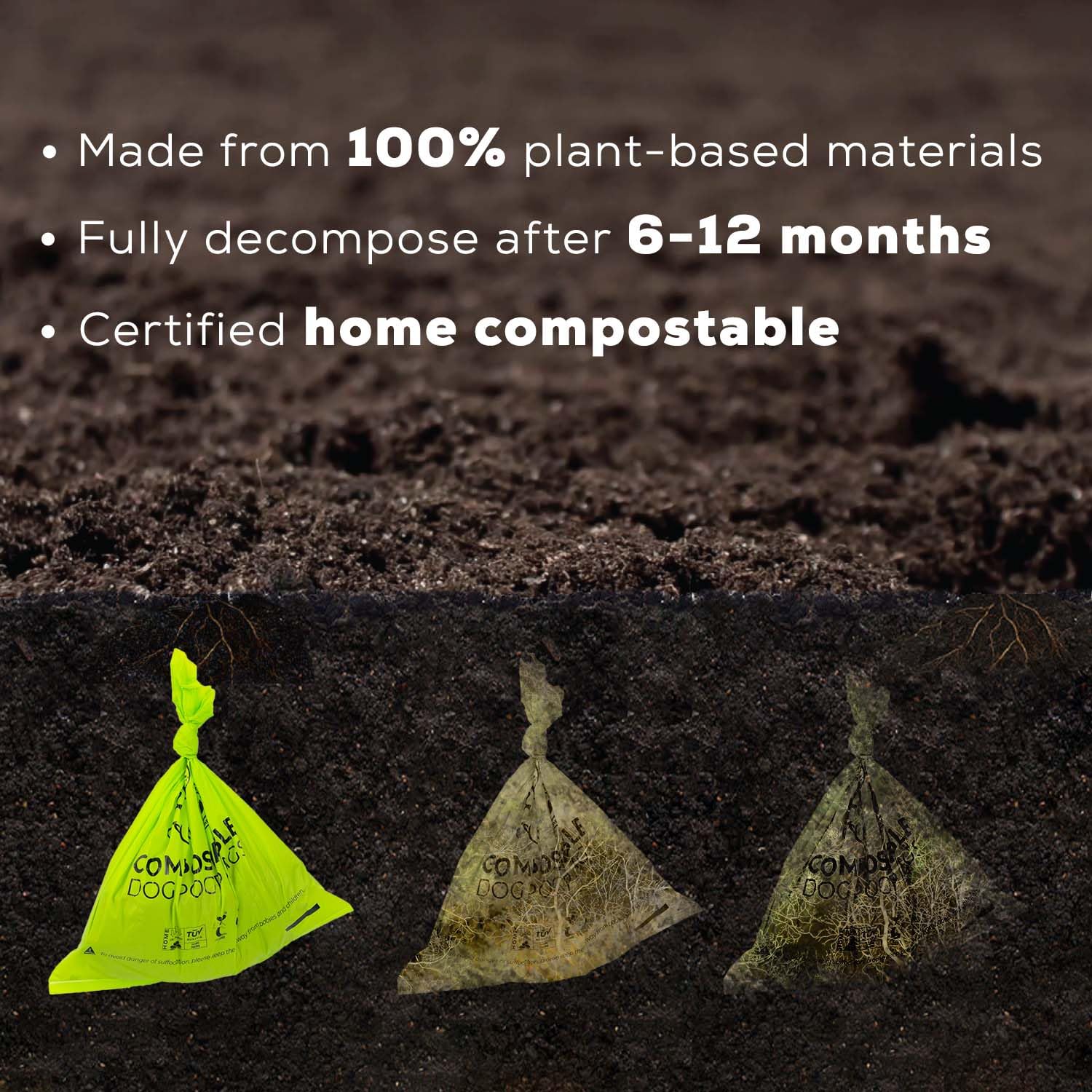 100% Certified Home Compostable Dog Poop Bags (135 Count)