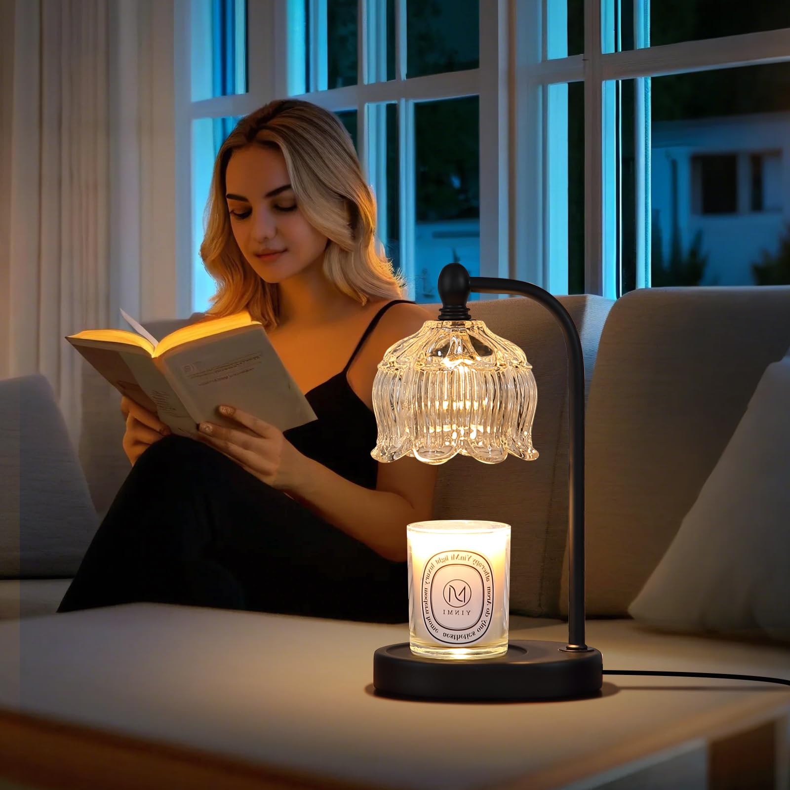 Black Candle Warmer Lamp with Timer and Dimmer