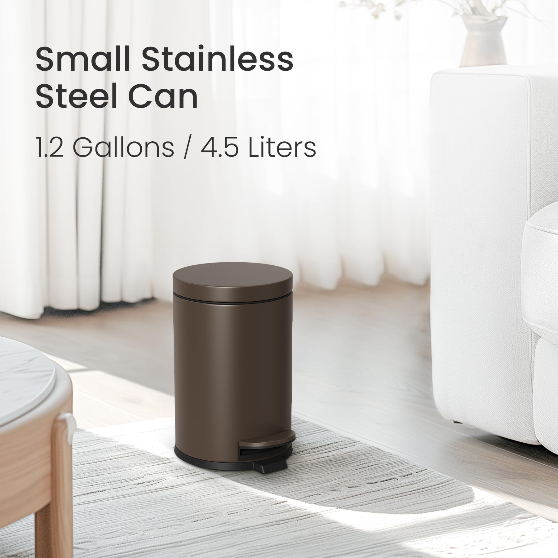 Small Round Bathroom Trash Can with Lid Soft Close
