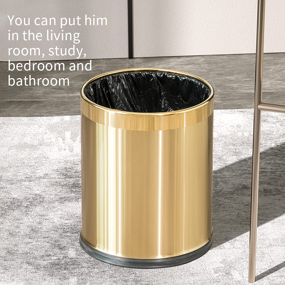 2.6Gallon 10L Brass Bathroom Trash Can