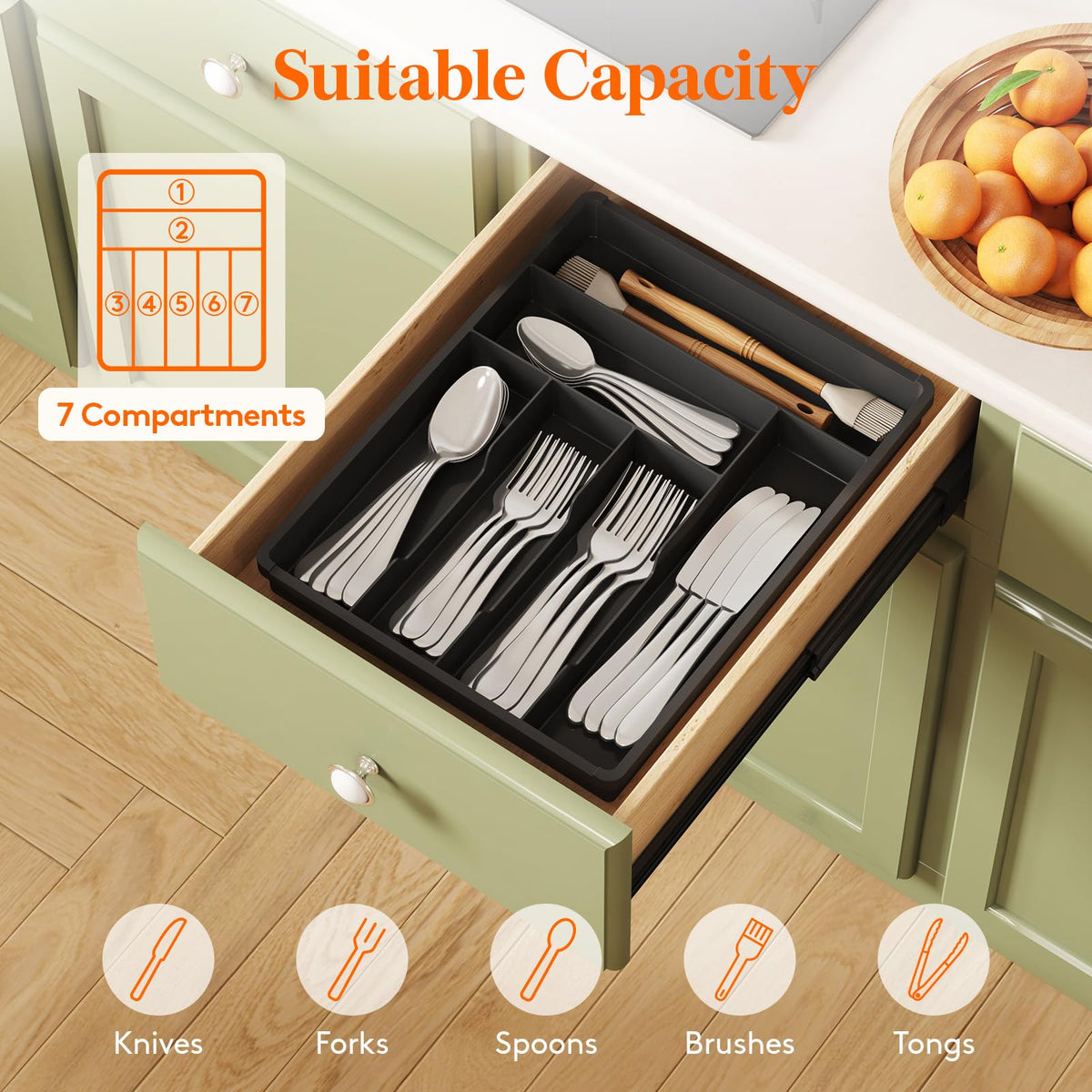 Silverware Drawer Organizer Tray
