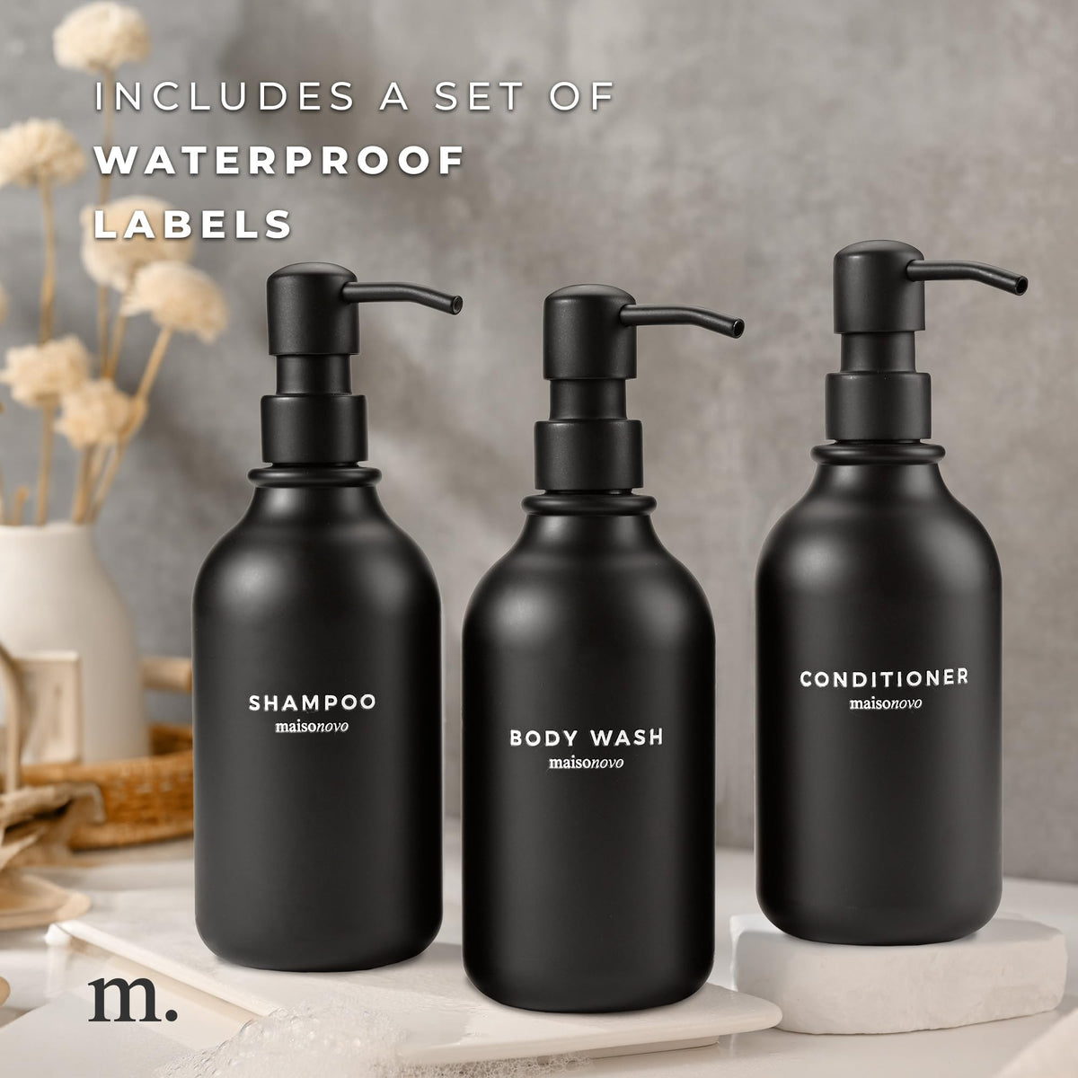 Refillable Shampoo and Conditioner Bottles (3 Count)