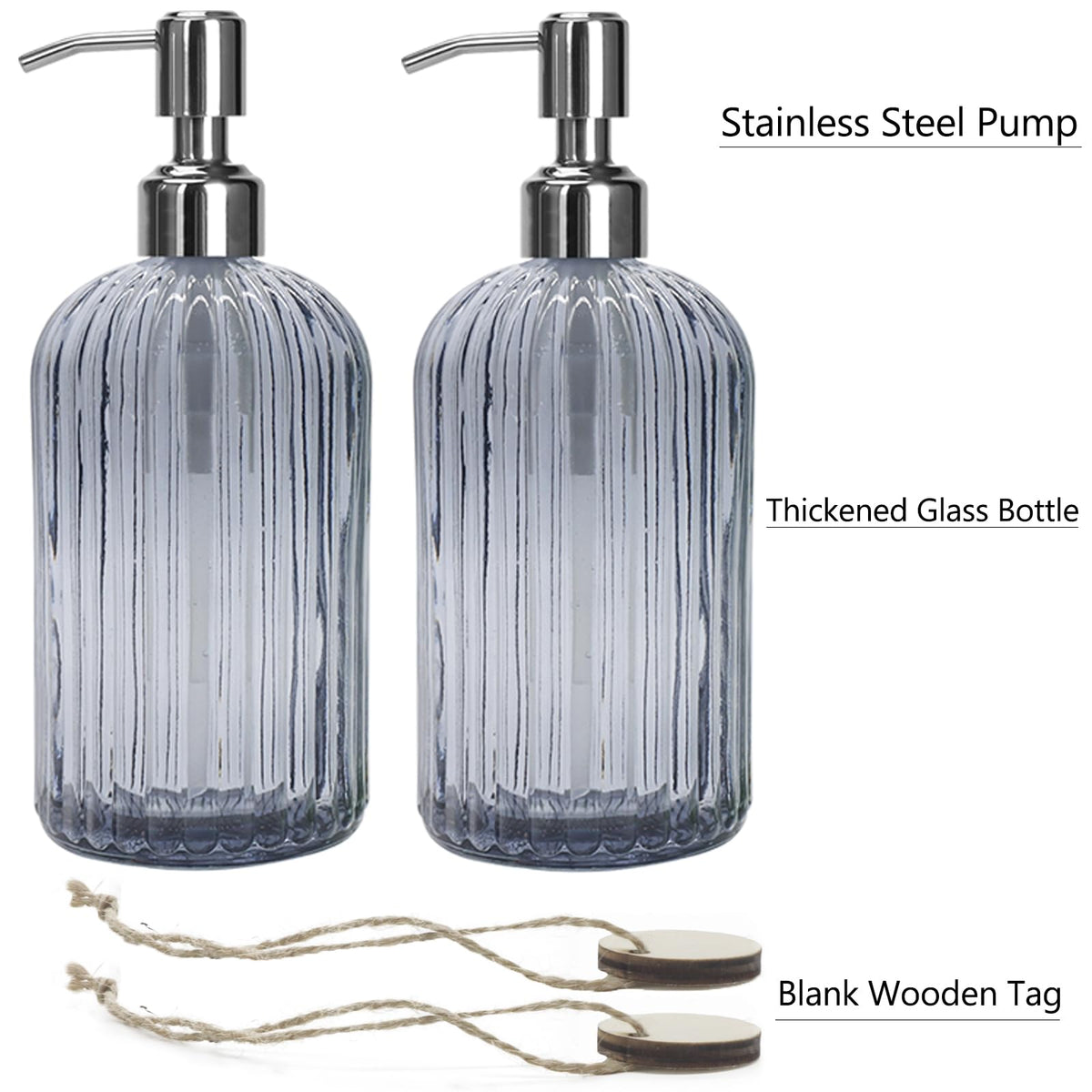 Grey Glass Soap Dispenser 18 oz (2 Count)