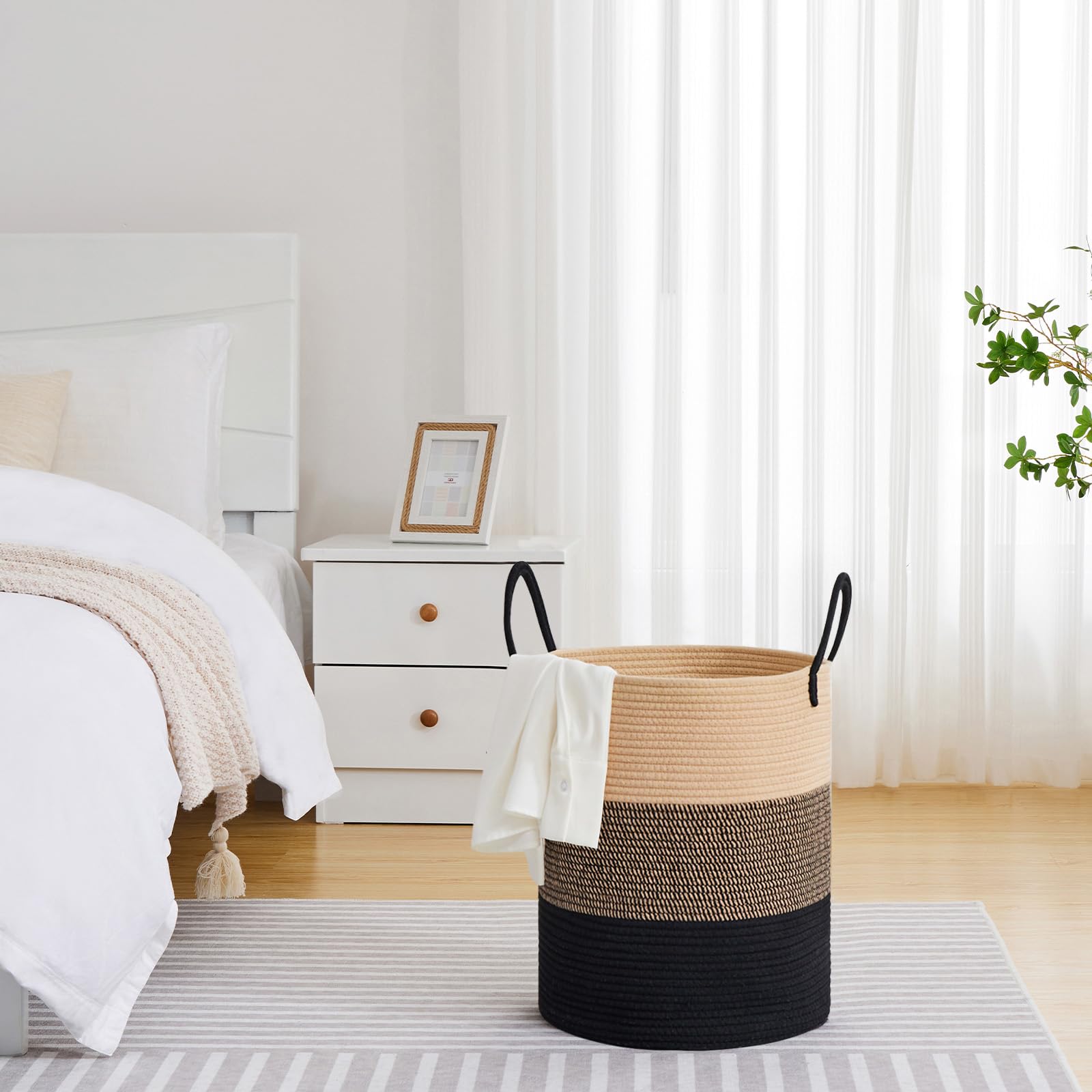 53L Tall Woven Laundry Basket Hamper