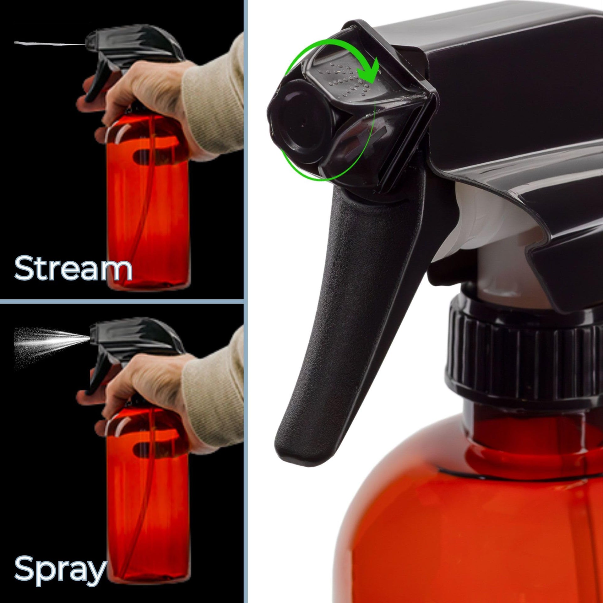 16oz Amber PLASTIC Spray Bottles w (6 Count)