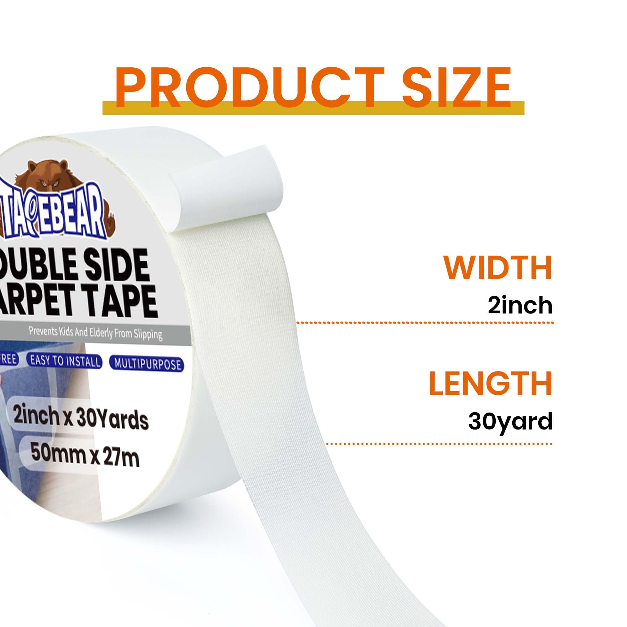 Carpet Tape Double Sided 2Inch x 30Yards Heavy Duty Rug Gripper