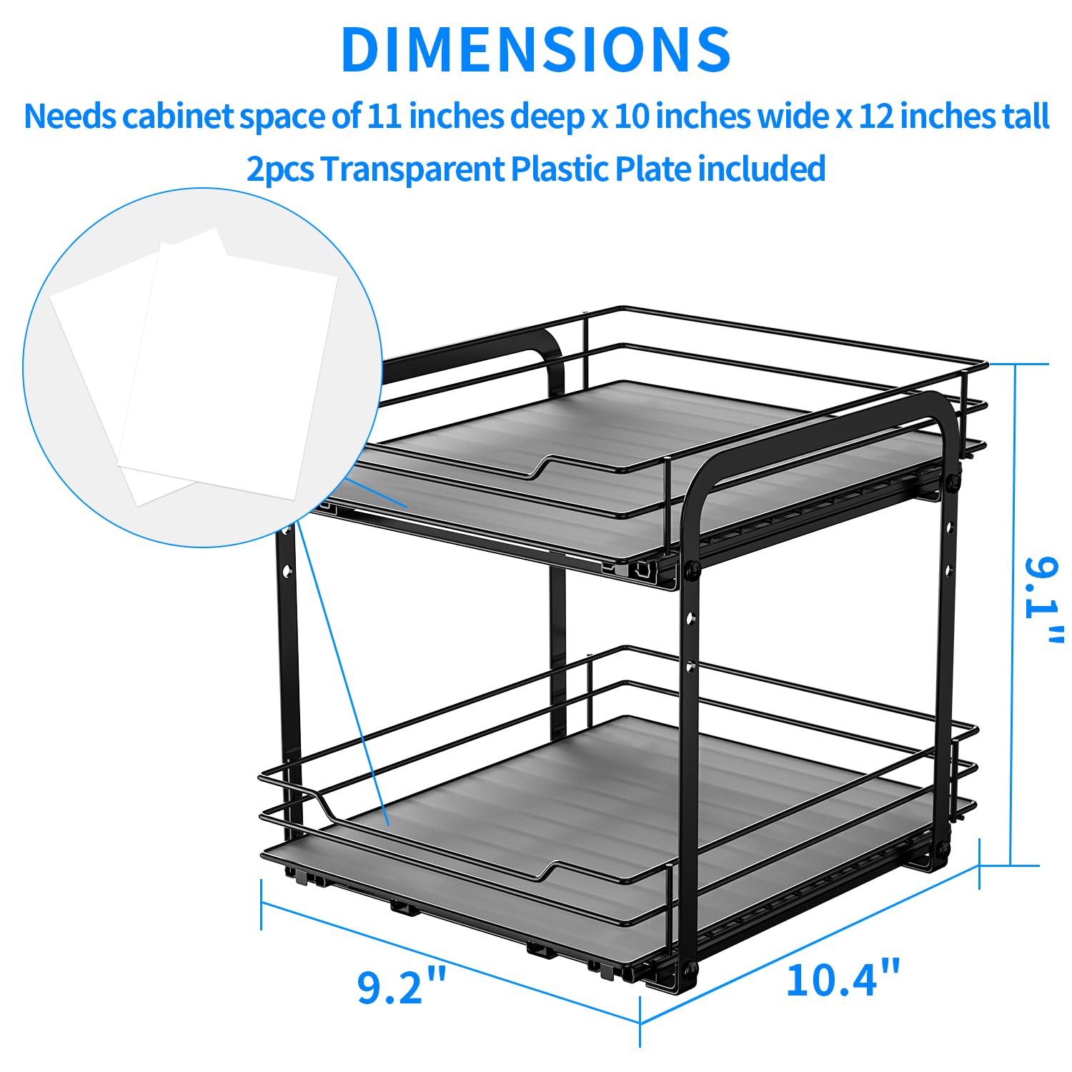 2 Tier Pull Out Spice Rack Organizer for Cabinet
