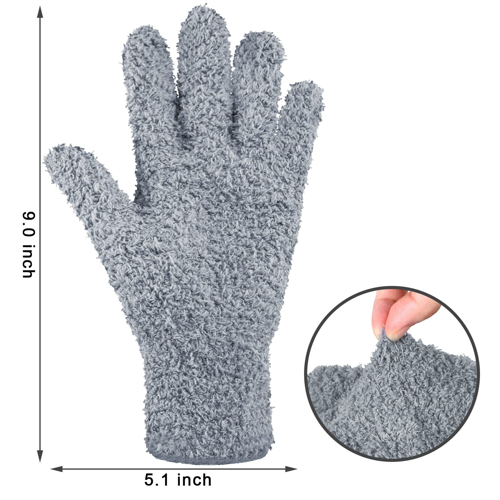 6 Pairs Microfiber Dusting Gloves