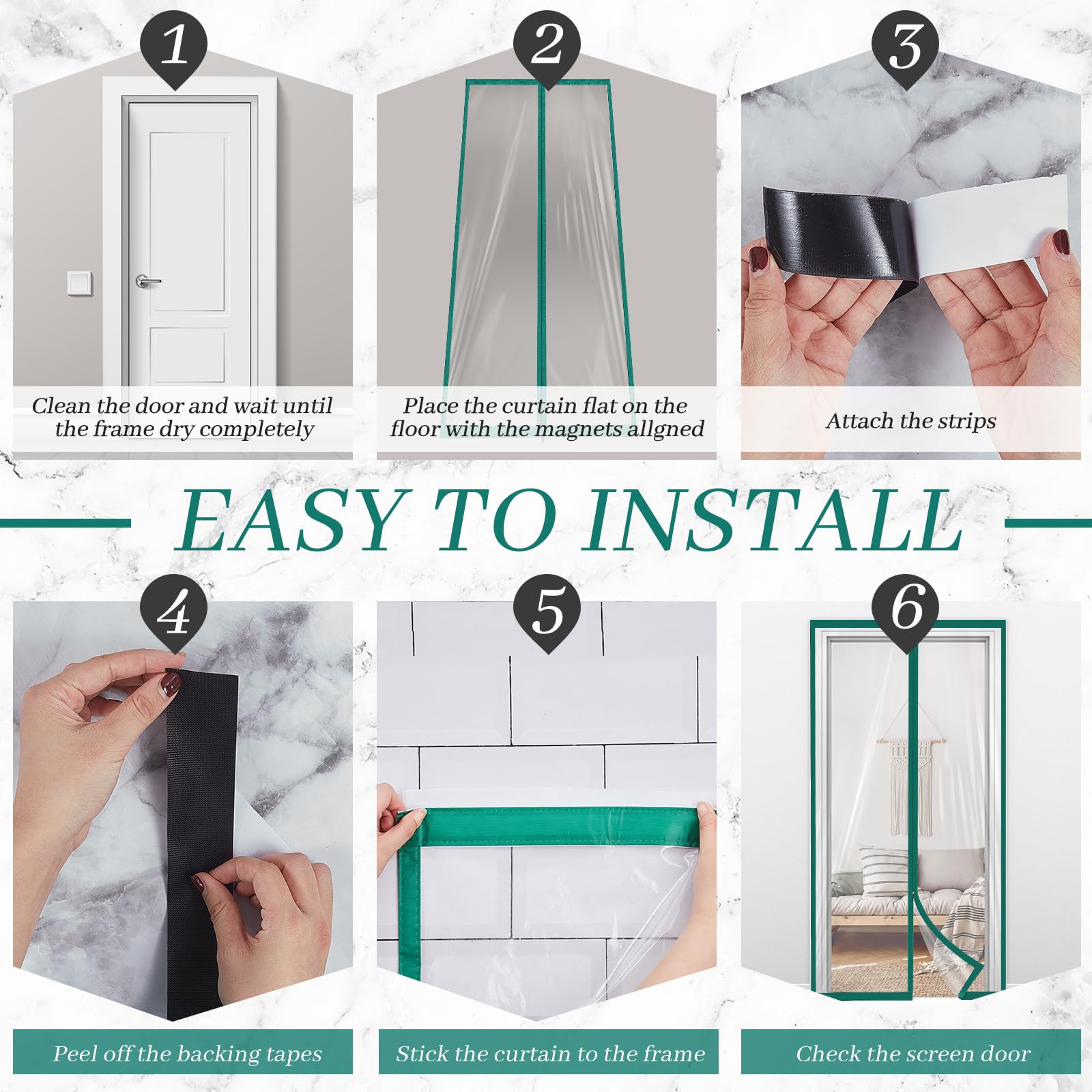 Zipper 60 x 102 Inch Dust Barrier Kit Construction Door Barrier 5 x 8.5 ft Reusable Plastic Curtain Cover Containment Standard Doorway Temporary Wall Screen Green Sheeting for Bathroom Hallway