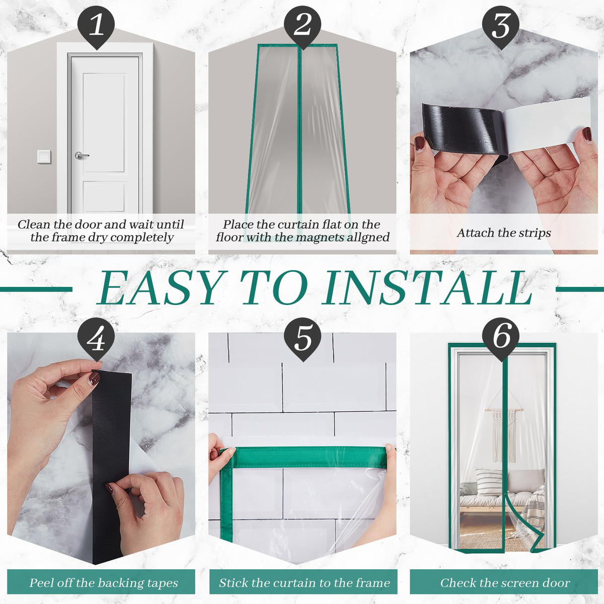 Zipper 48 x 87 Inch Dust Barrier Kit Green Edged Temporary Construction Door Barrier 4 x 7.25 ft Reusable Plastic Curtain Cover Containment Doorway Wall Screen Sheeting for Bathroom Hallway