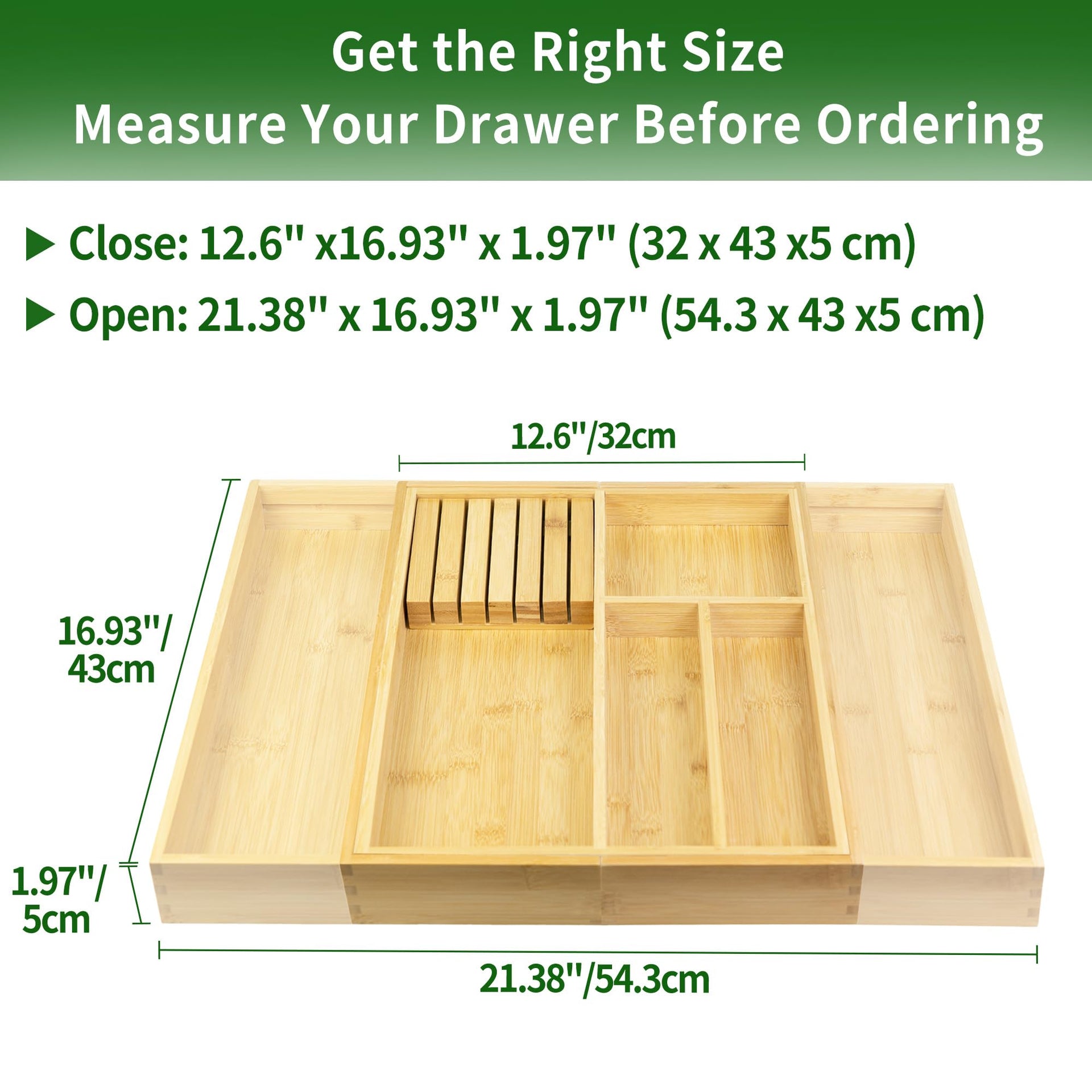 Bamboo Silverware Drawer Organizer