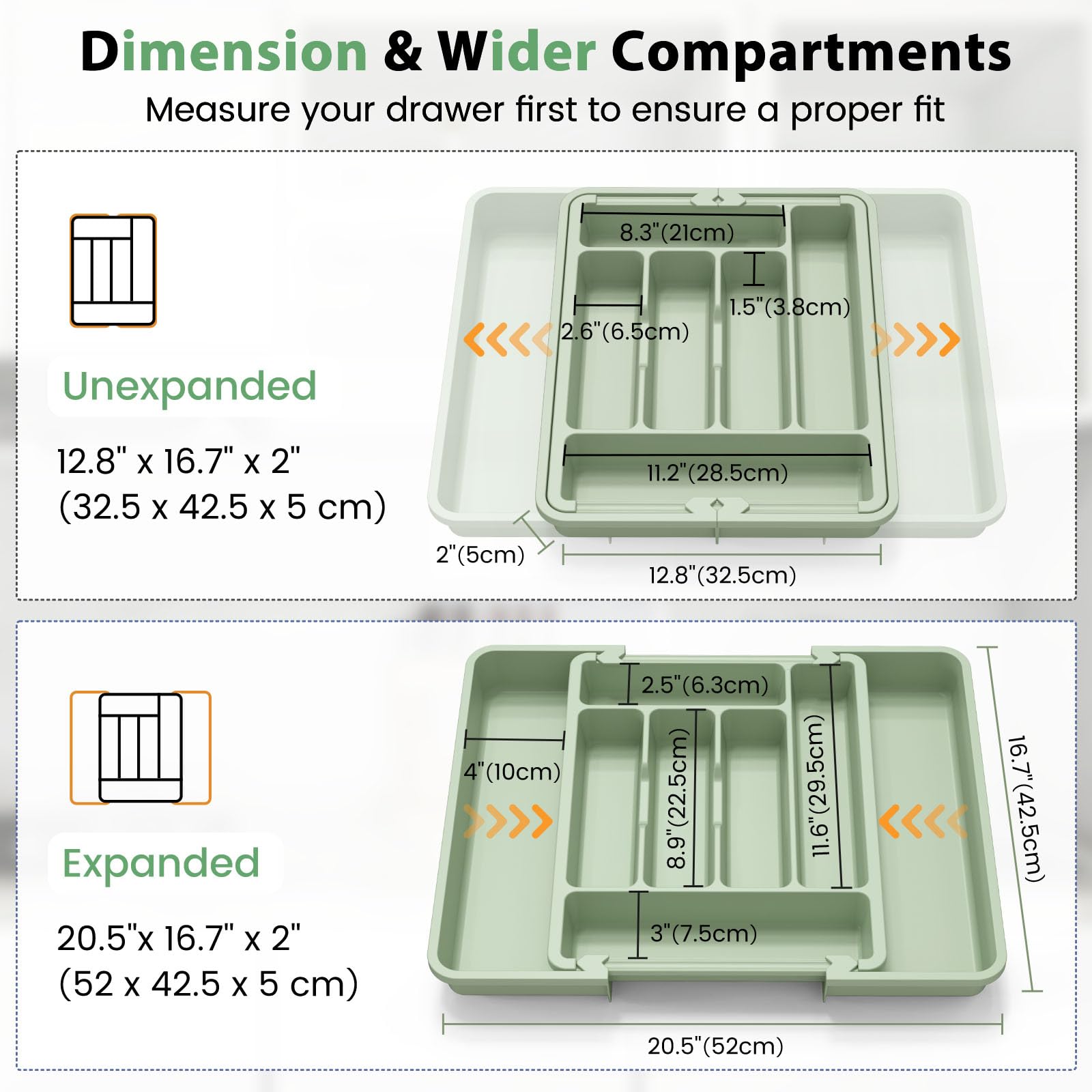 Large Silverware Organizer for Kitchen Drawer & Utensils