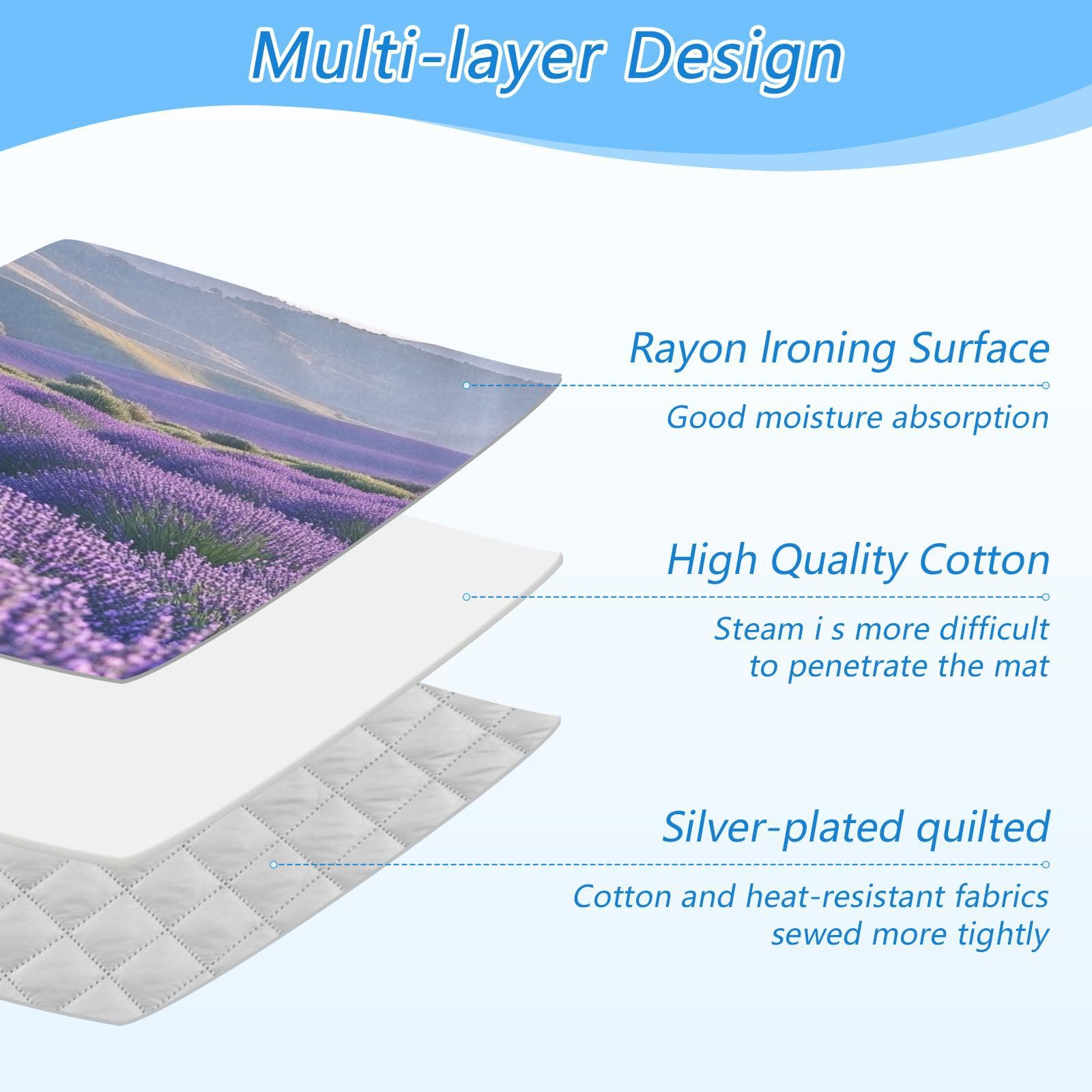 Lavender Field and Mountain Ironing Mat Thickened Ironing Blanket Travel Portable Double