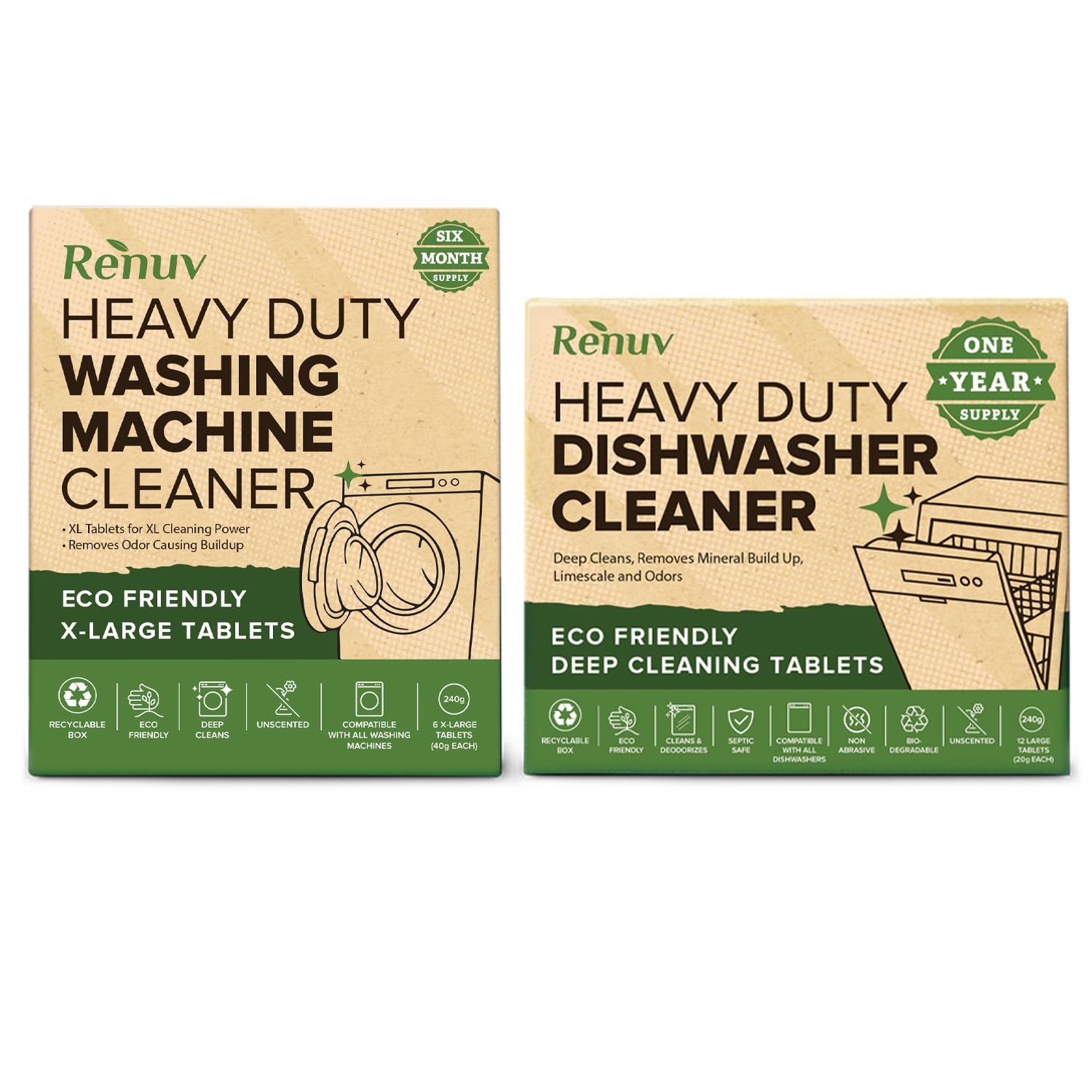 Dishwasher Cleaner + Washing Machine Cleaner Bundle (18 Count)