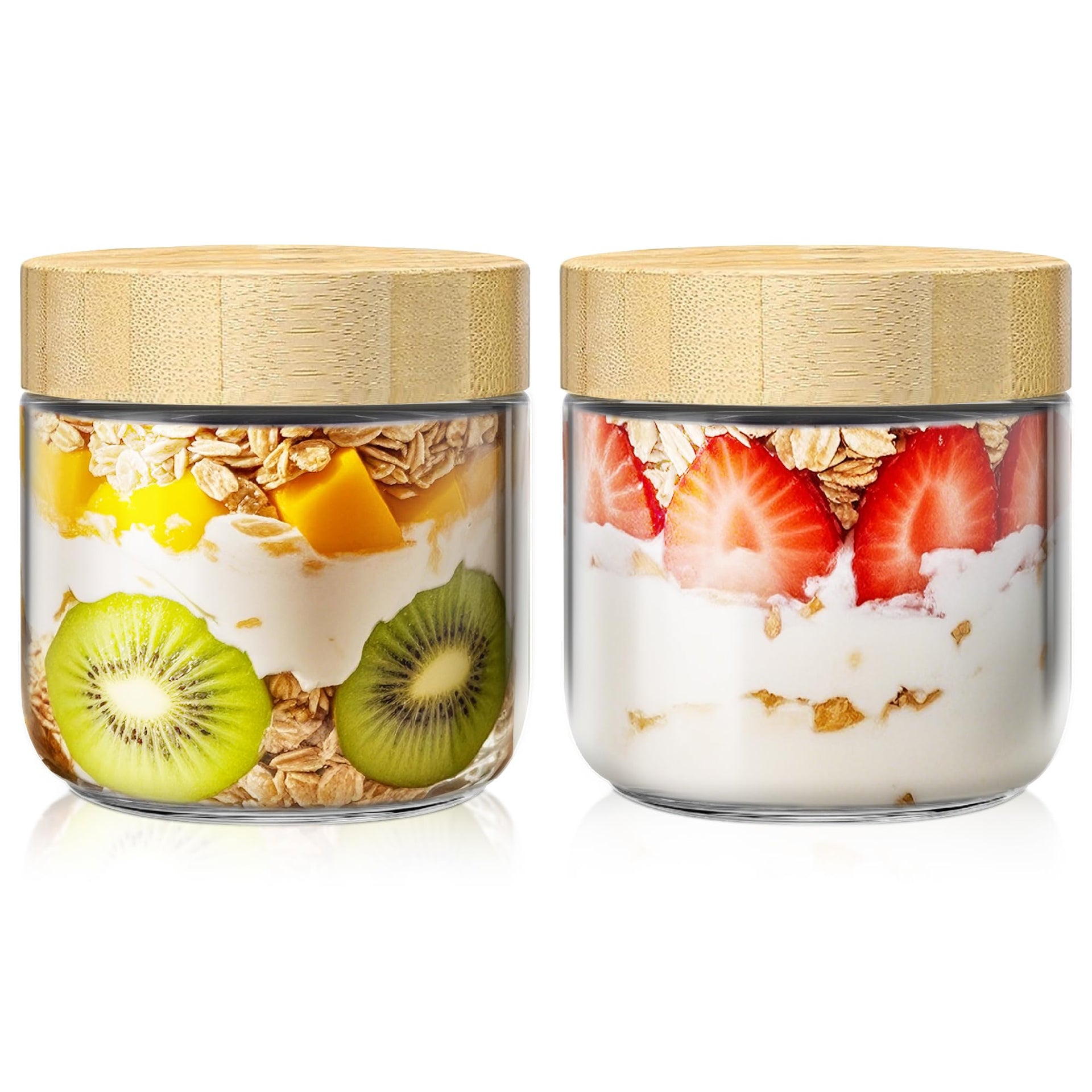 10 oz Overnight Oats Containers with Bamboo Lids (2 Count)