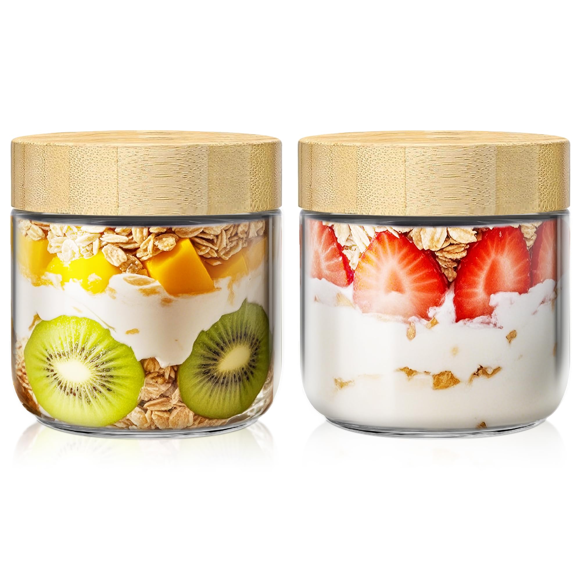 10 oz Overnight Oats Containers with Bamboo Lids (2 Count)