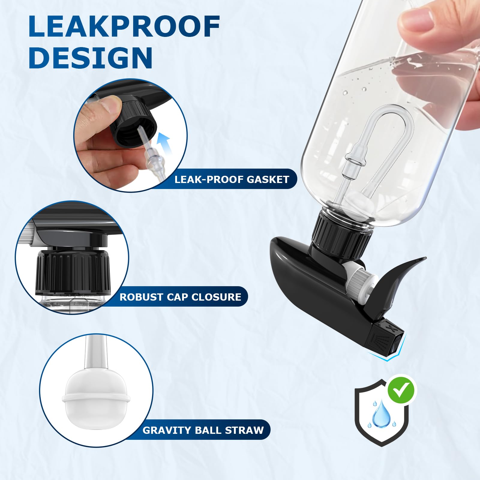 300mL (10oz) 360° Spray Bottles, 2-Pack — Adjustable Nozzle, Leak-Resistant spray bottles for Cleaning, Plants, Hair & Pet Use + Foldable Funnel (2 Count)