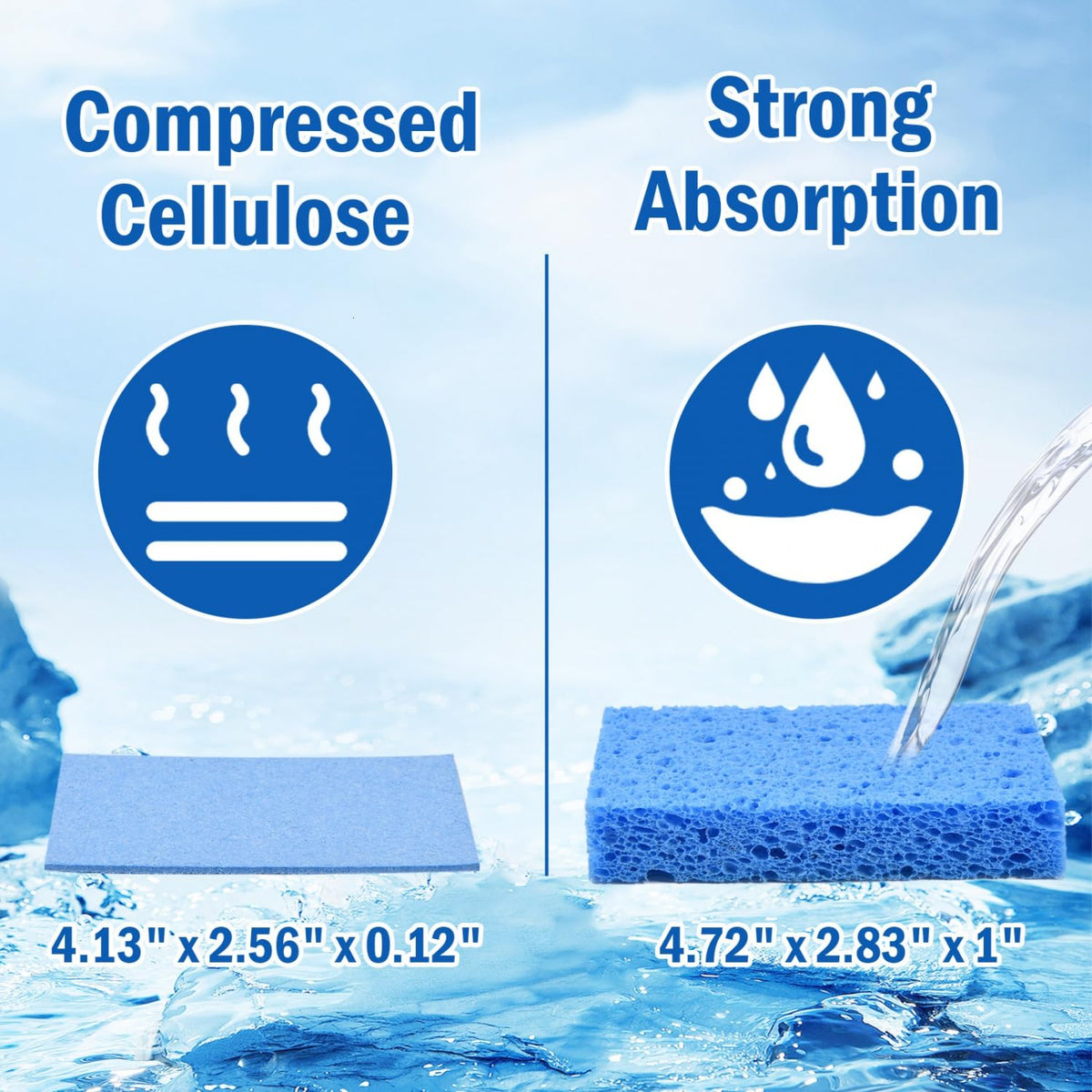 Sponges Kitchen 10 Pack Natural Compressed Cellulose Sponges for Dishes Non Scratch for Household Cookware Bathroom Cars Soft Super Absorbent Reusable