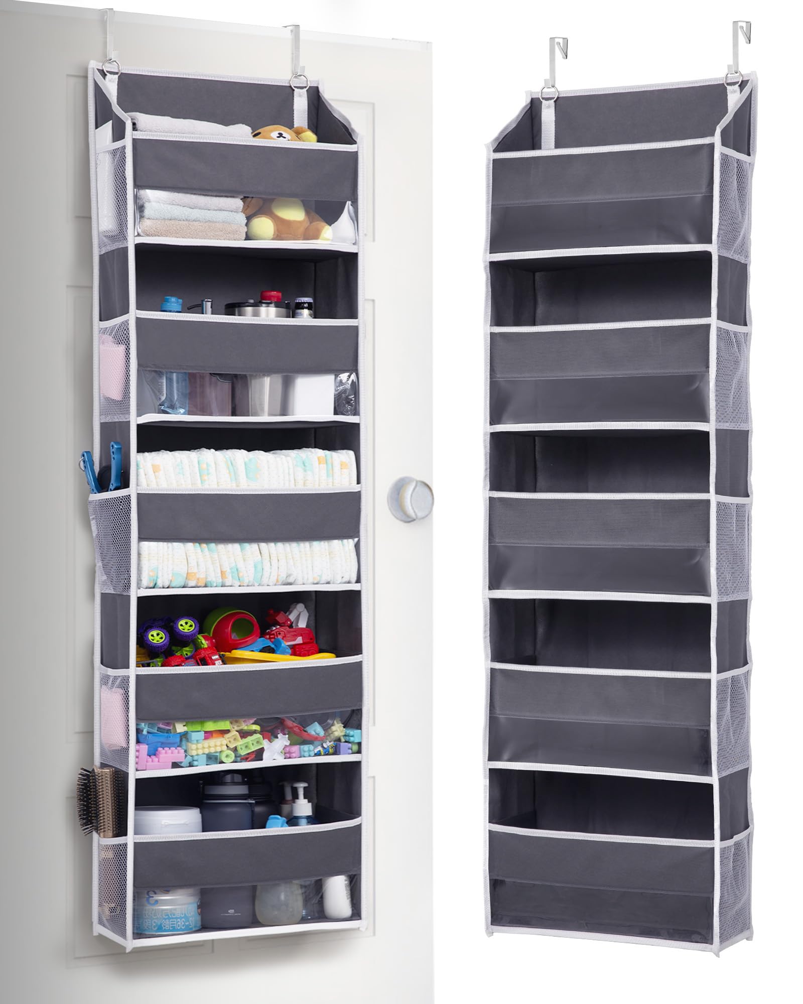 1 Pack Over Door Organizer with 5 Large and 10 Mesh Side Pockets