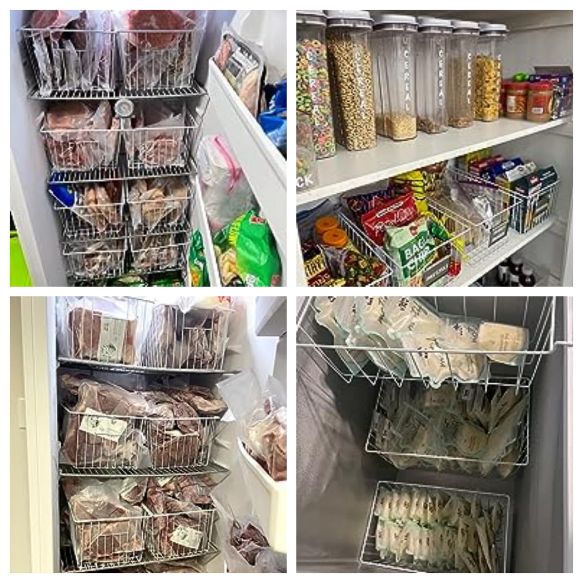 16Lx12Wx6H inch Wider Freezer Organizer Baskets Container (6 Count)