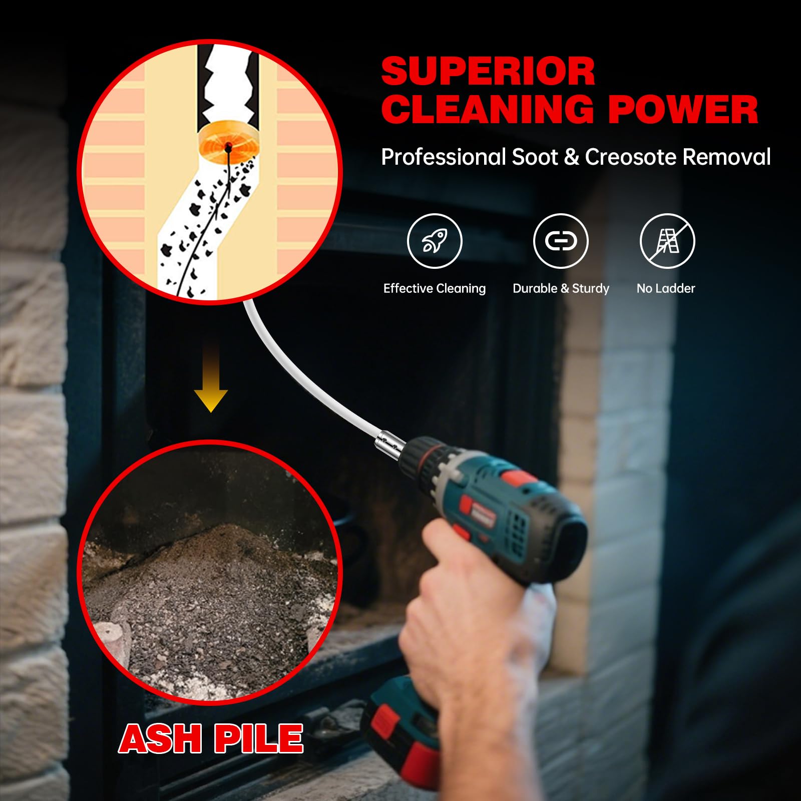 30 Feet Chimney Sweep Kit