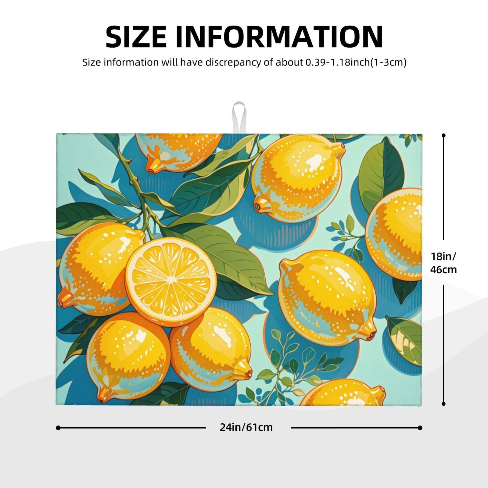 lemon Dish Drying Mat Highly Absorbent Double