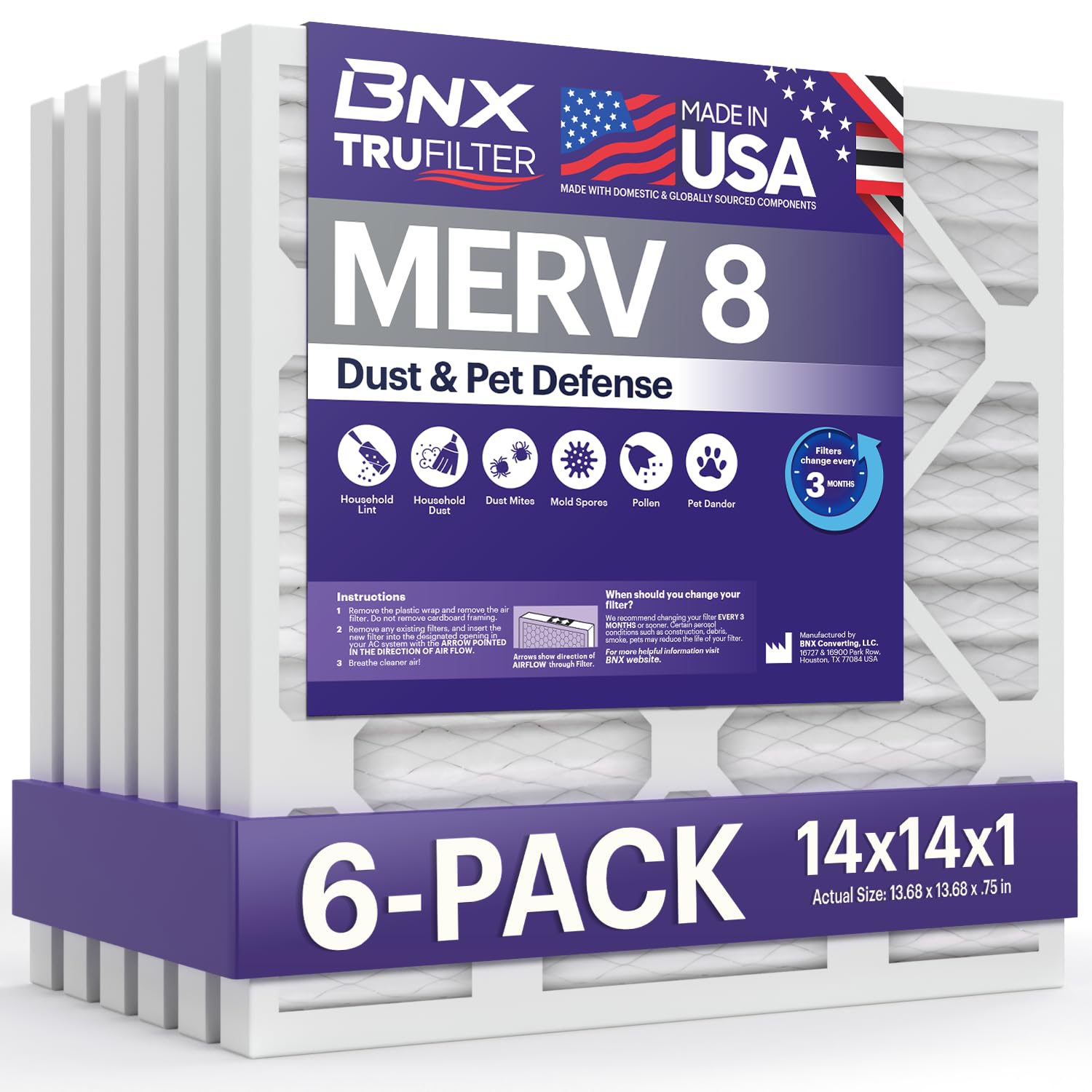 TruFilter 14x14x1 Air Filter MERV 8 (6 Count)