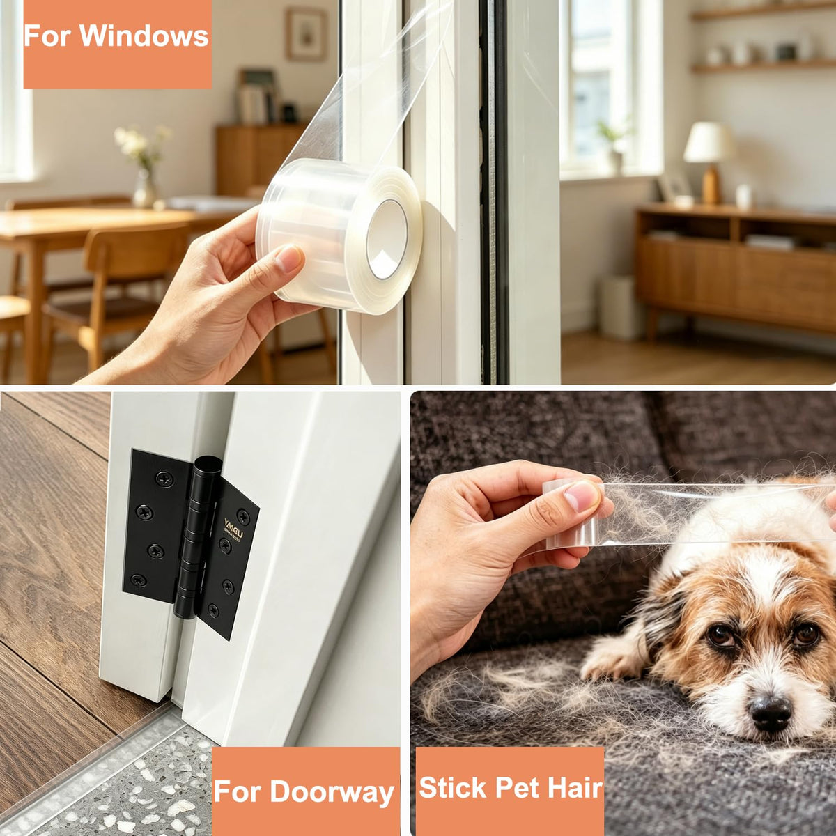 Transparent Window Weather Sealing Tape 2 Inch x 16.5 FT Weather Stripping Residue