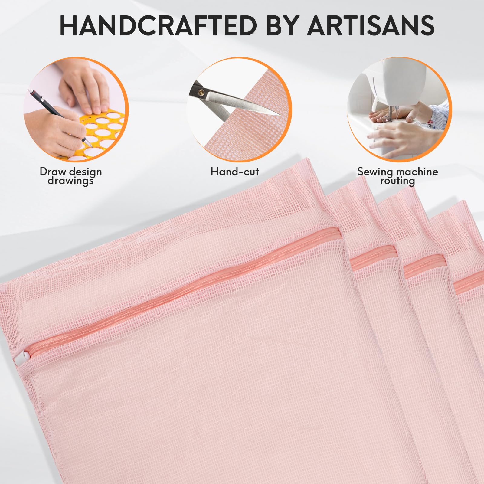 4 Piece Pink Large Durable Organic Cotton Mesh Laundry Bags with Sturdy Zippers and Breathable Mesh are Delicate Laundry Bags for Underwear