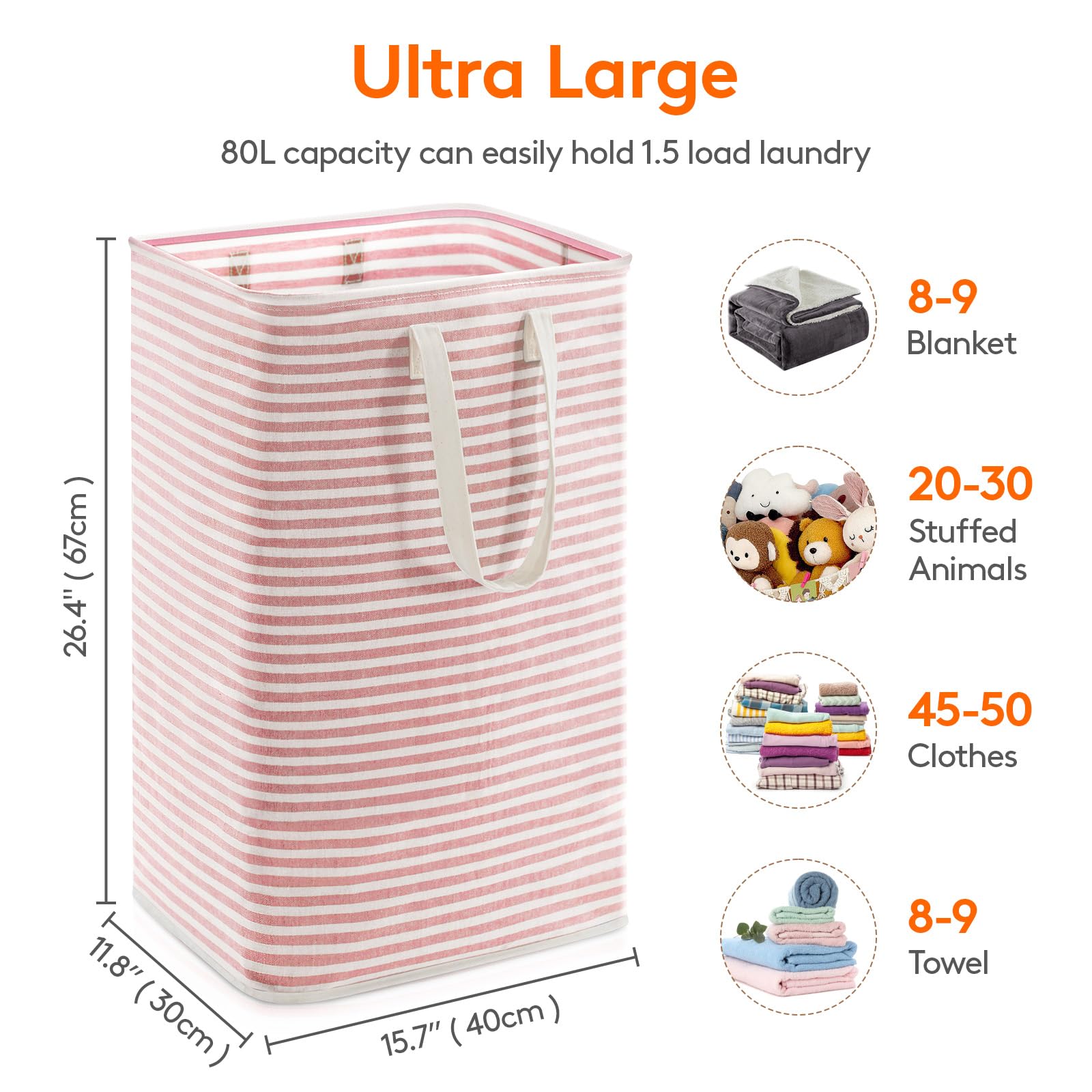 1 Pack Laundry Basket 80L Each