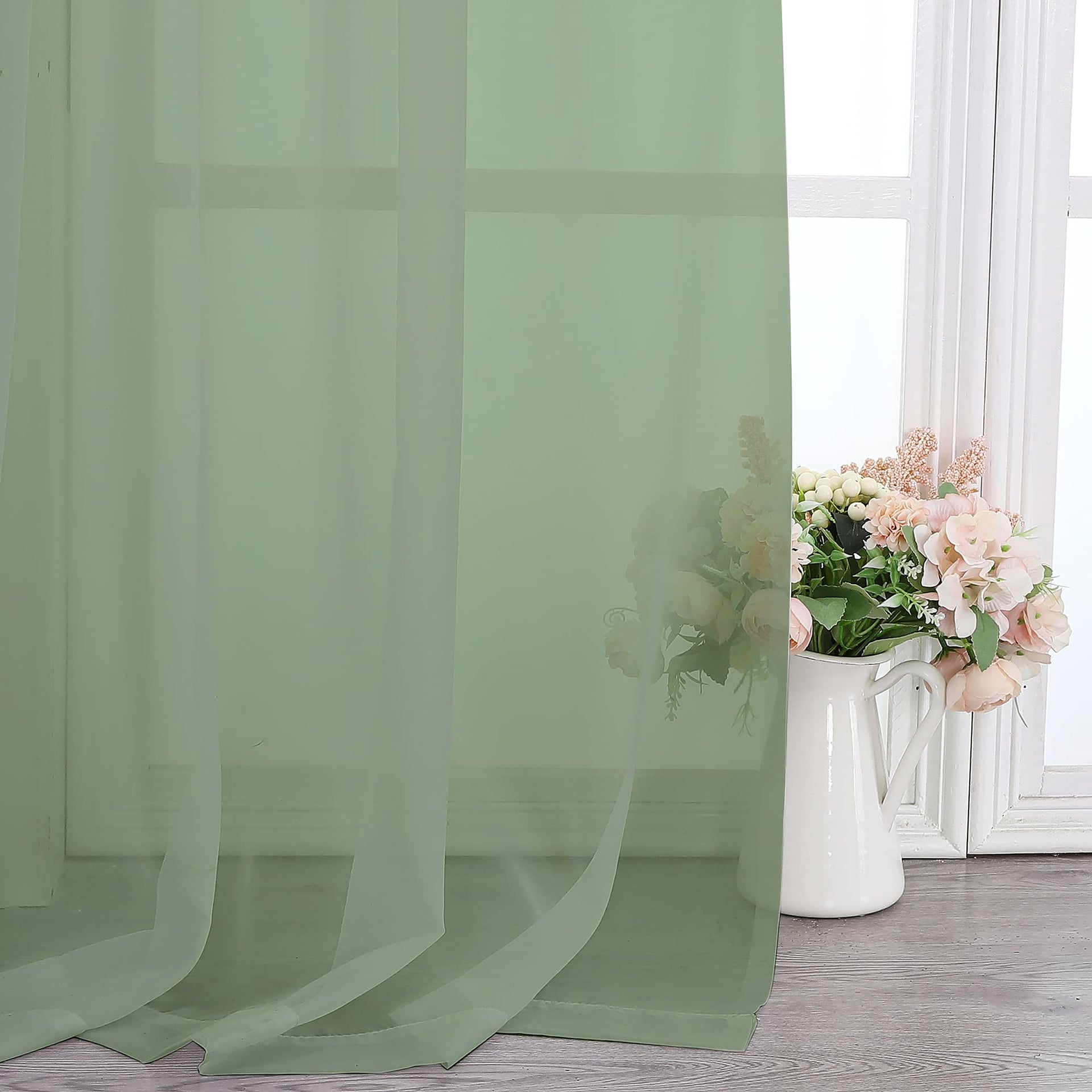 Living Room Sheer Curtains 96 Length 2 Panels Set for French Door