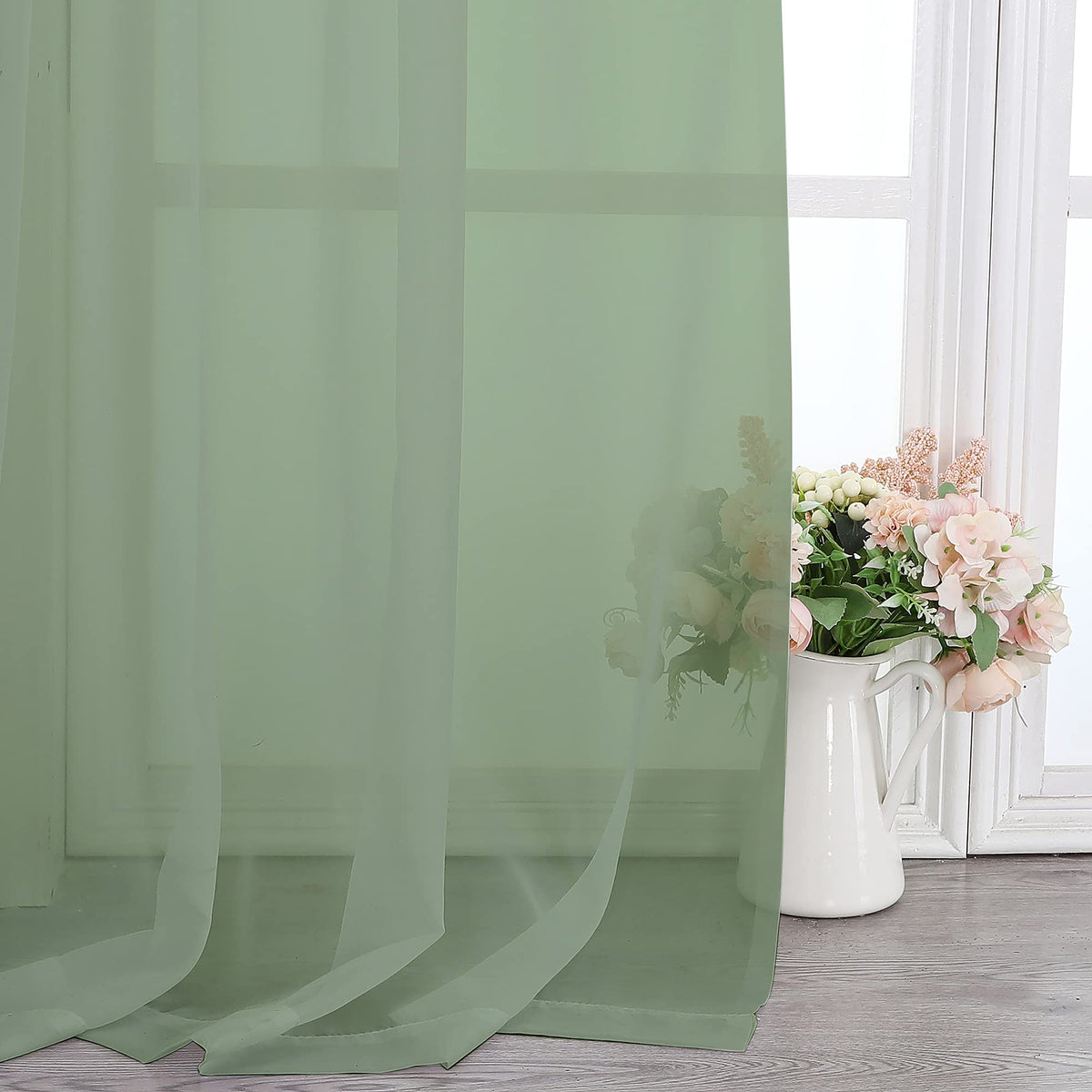 Living Room Sheer Curtains 96 Length 2 Panels Set for French Door