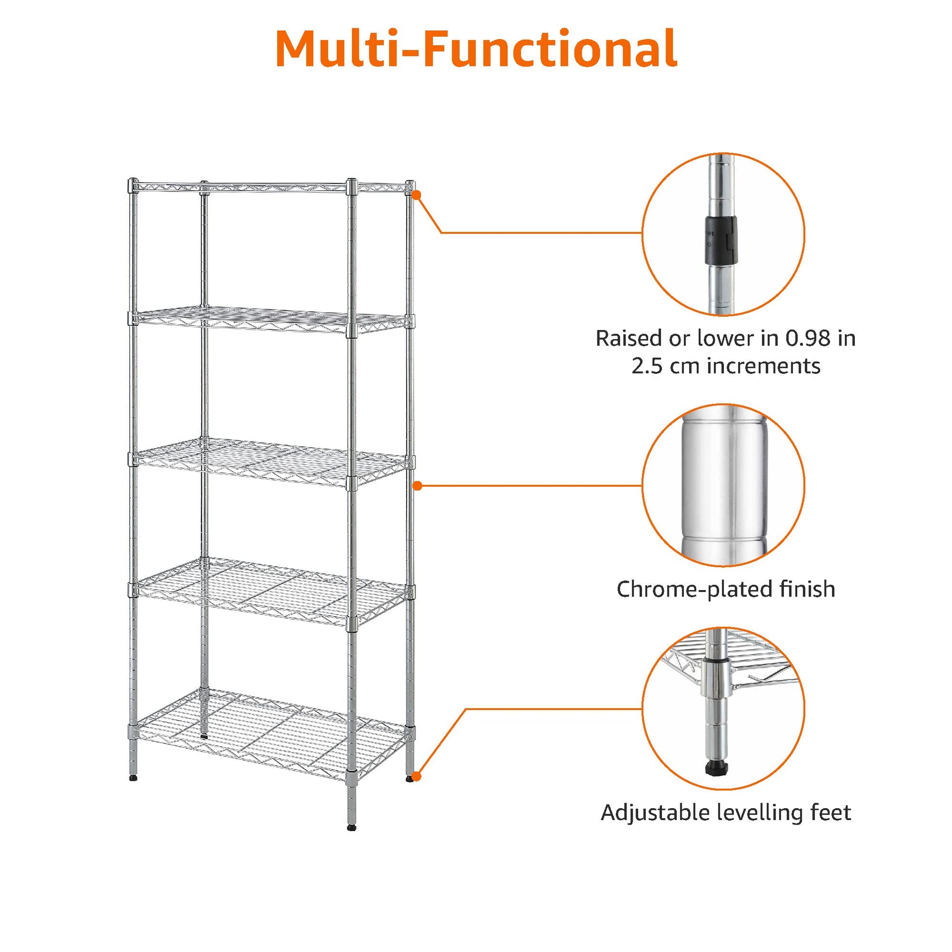 5 Shelf Adjustable Storage Shelving Unit for Garage