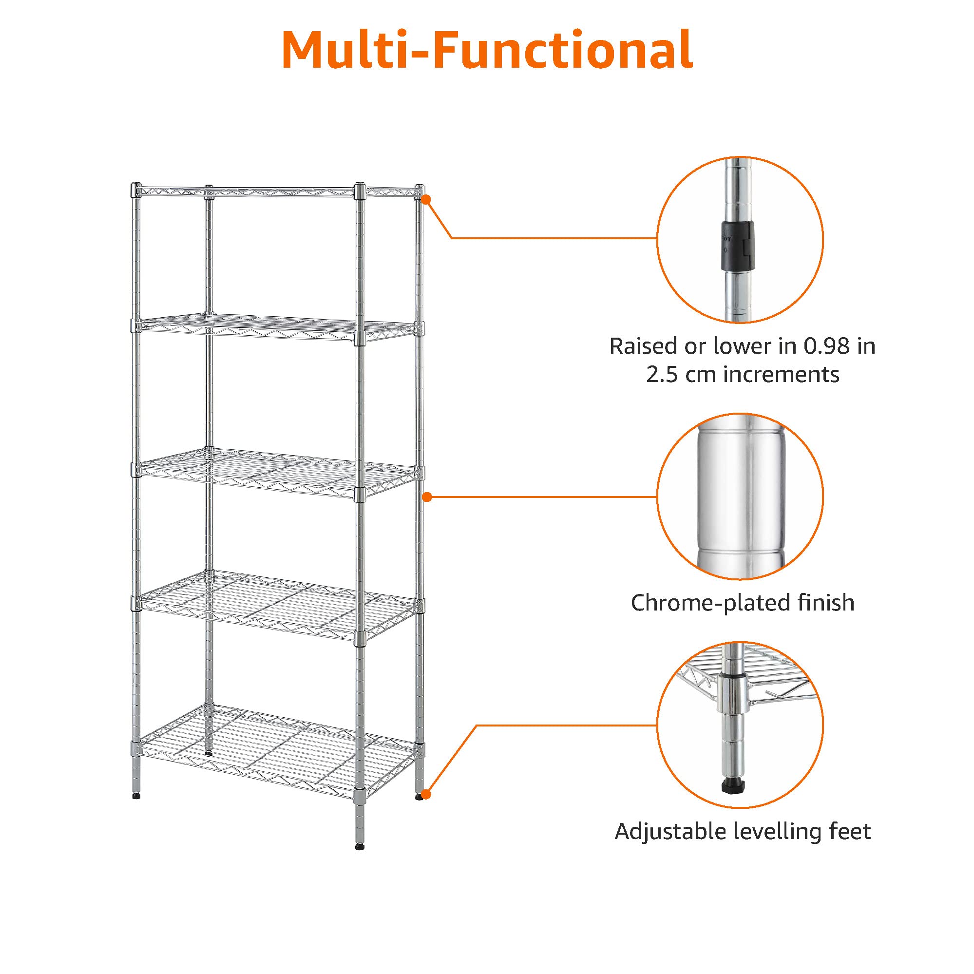5 Shelf Adjustable Storage Shelving Unit for Garage