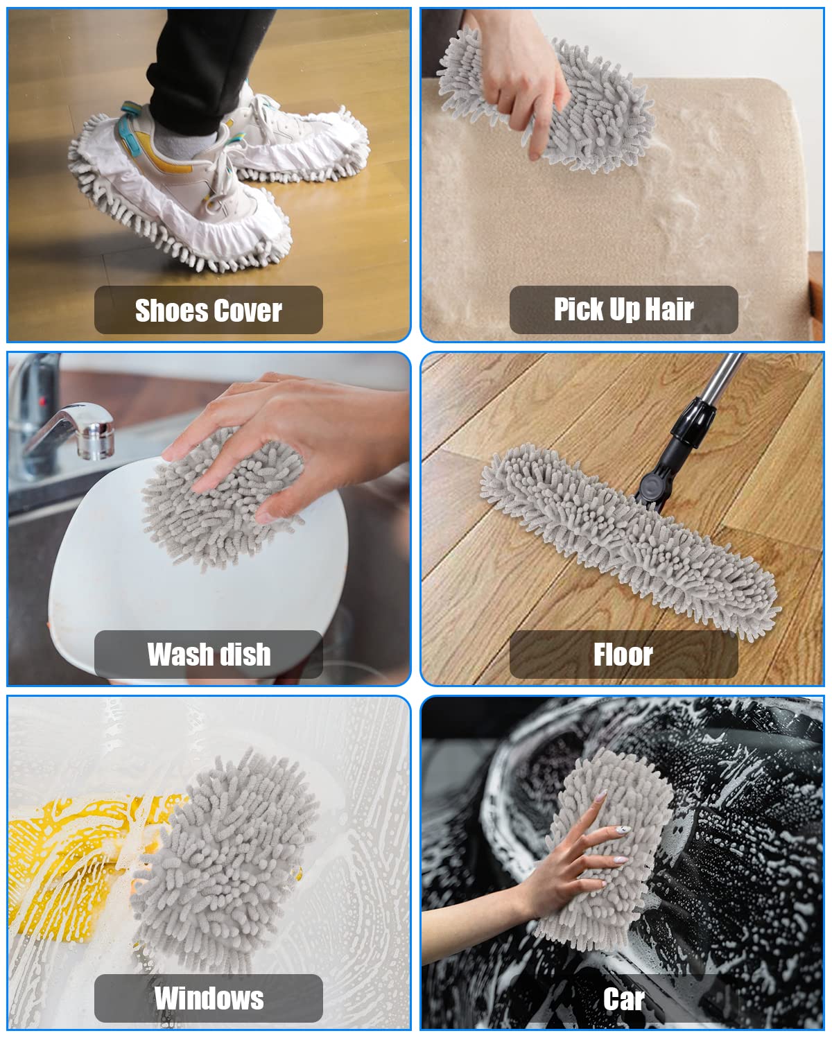 8 Pcs Mop Slippers Socks Floor Cleaning (8 Count)