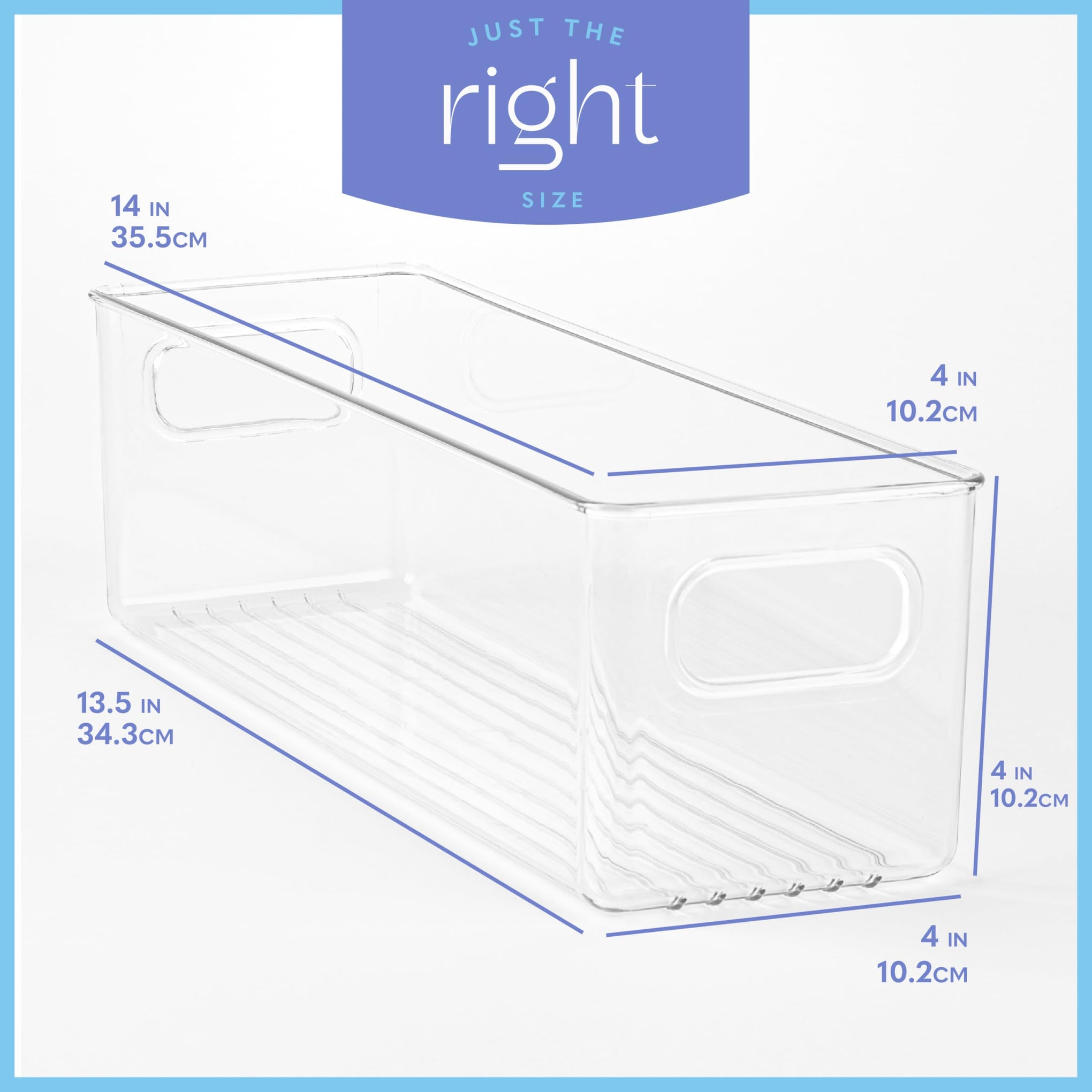 Plastic Food Storage 4 Pack Clear Container Bin with Handles for Organizing Kitchen (4 Count)