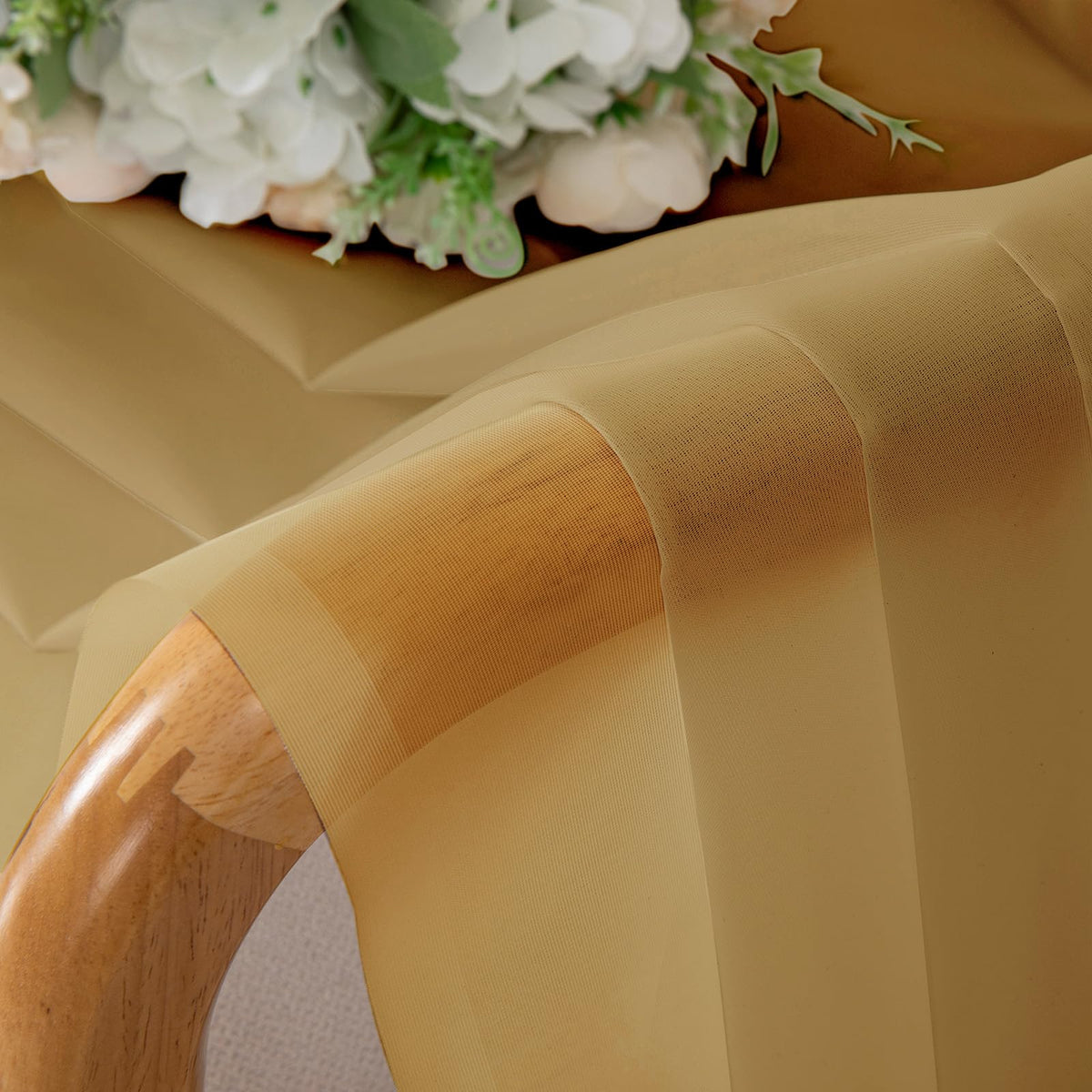 Gold Sheer Curtains 84 inches Long 2 Panels Set (2 Count)