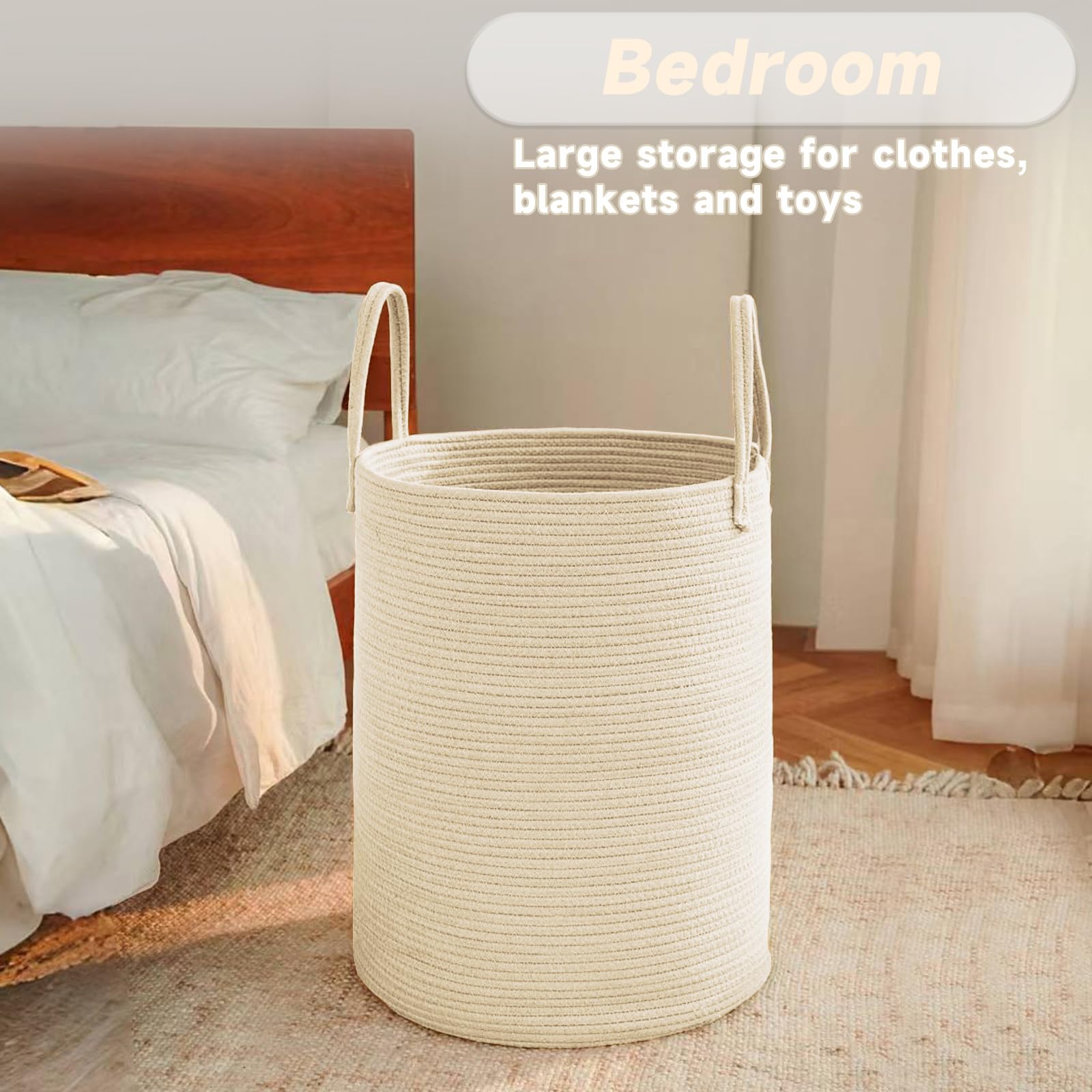 100L Cotton Rope Laundry Basket Hamper