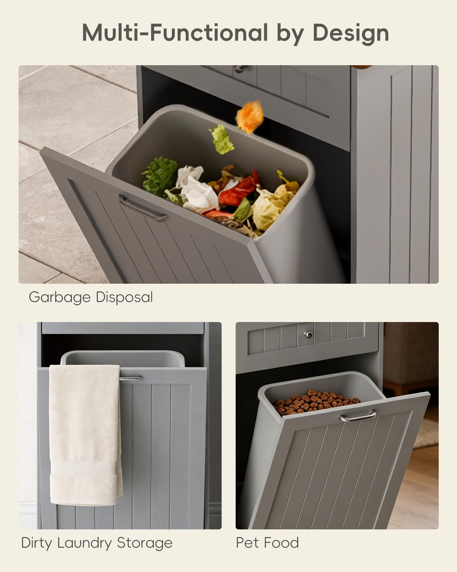 10 Gallon Tilt Out Trash Cabinet with Big Storage Drawer