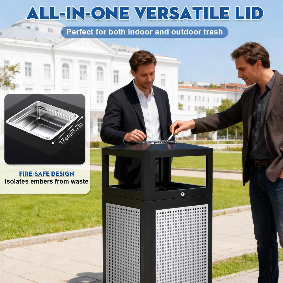Commercial Outdoor & Indoor Metal Trash Can