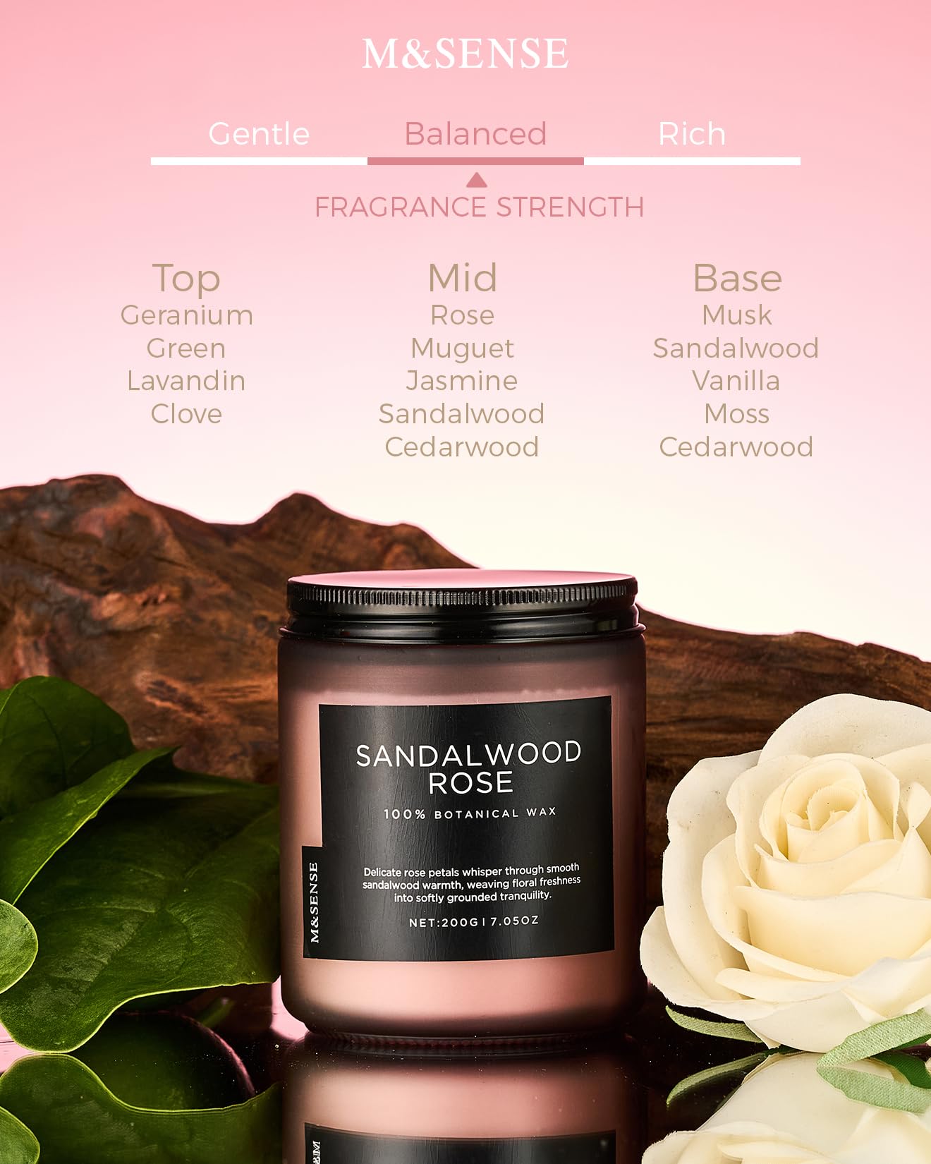 Sandalwood Rose Scented Candles for Home (7.05 Ounce)