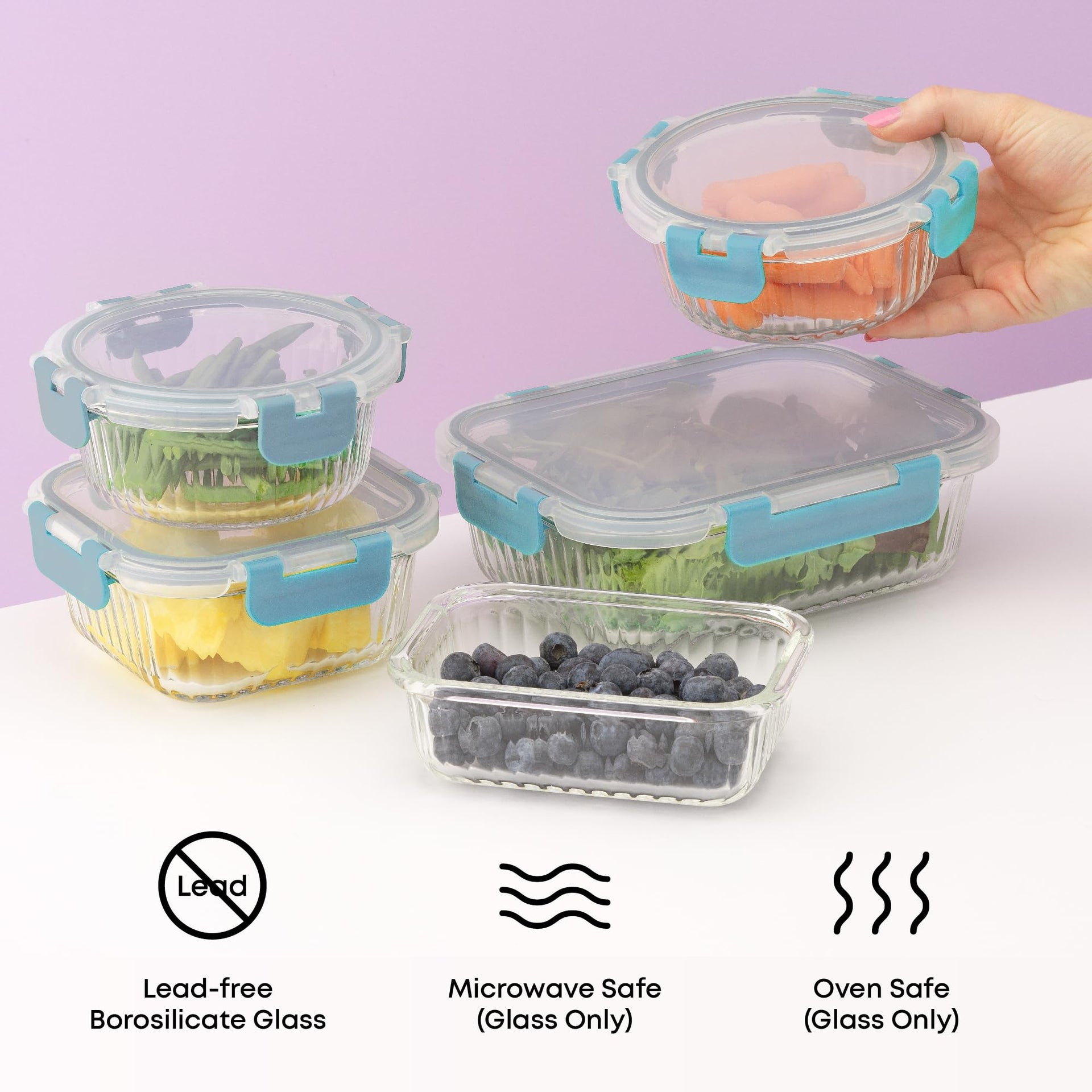24pc Borosilicate Glass Storage Containers with Lids (24 Count)